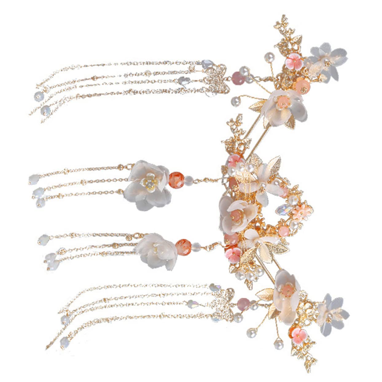 POPETPOP 3-Piece Hair Comb Set - Japanese Hair Sticks with Pearl Flowers for Women & Girls - Hair Chopsticks for Buns, Updos & Hanfu Styling - Perfect for Weddings, Cosplay & Daily Hair Accessories