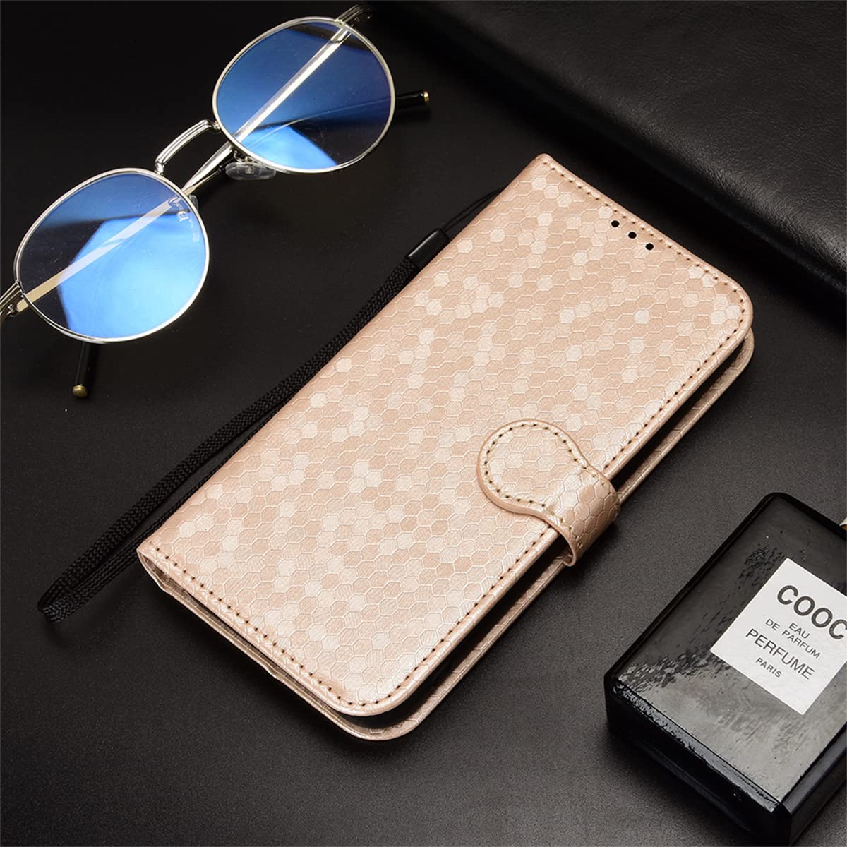 RonRun PU Leather Flip Wallet Case for Oppo Find N2 Flip - Rose Gold | Card Holder & Stand for Daily Use