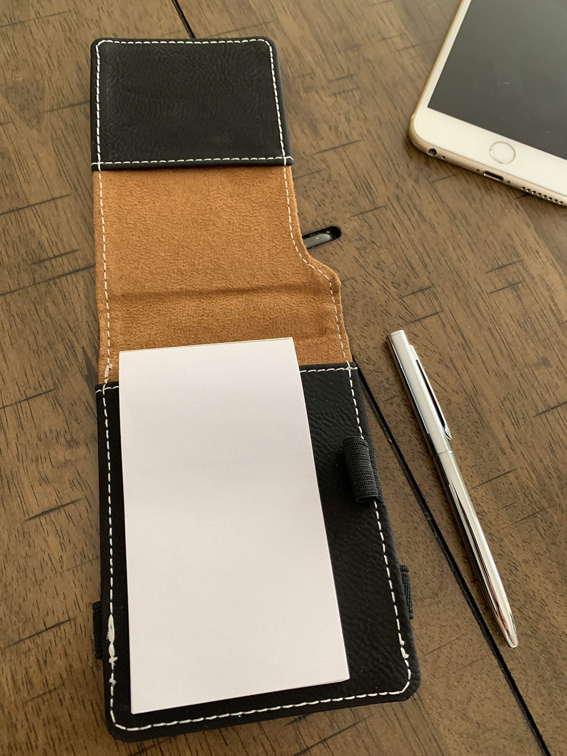 LaserGram Mini Padfolio with Notepad & Pen - Personalized Engraving Included (Black/Silver) - Perfect Gift for Air Traffic Controllers, Business Professionals & Office Use