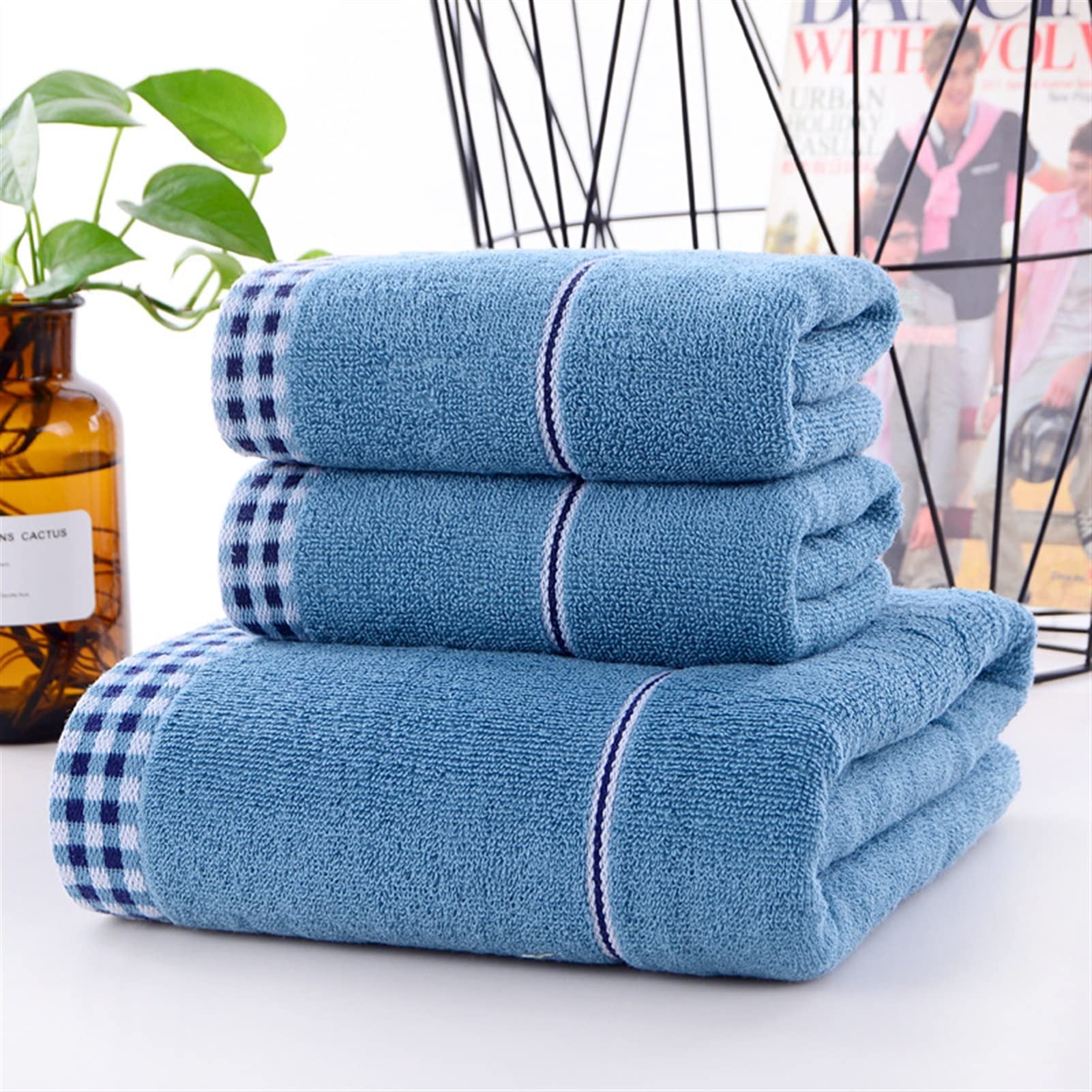 Premium Cotton Bath Towel Set - Ultra Absorbent & Soft Grey Towels (35x75cm & 70x140cm) for Shower, Spa, Gym & Home Use - Perfect Gift Set