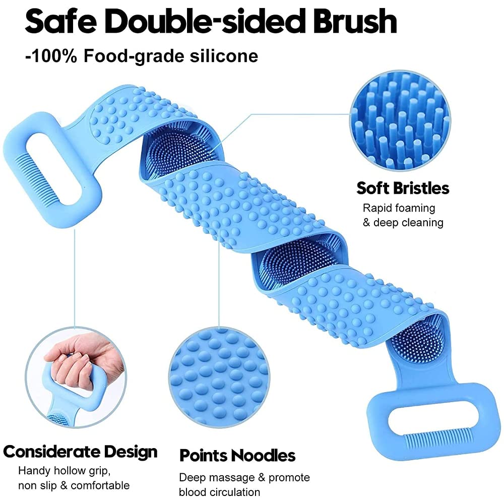 Premium Silicone Body Scrubber - Dual-Sided Exfoliating Bath Brush for Deep Skin Cleansing & Massage - Dead Skin Cell Remover - Ideal for Shower, Spa & Dry Brushing Therapy