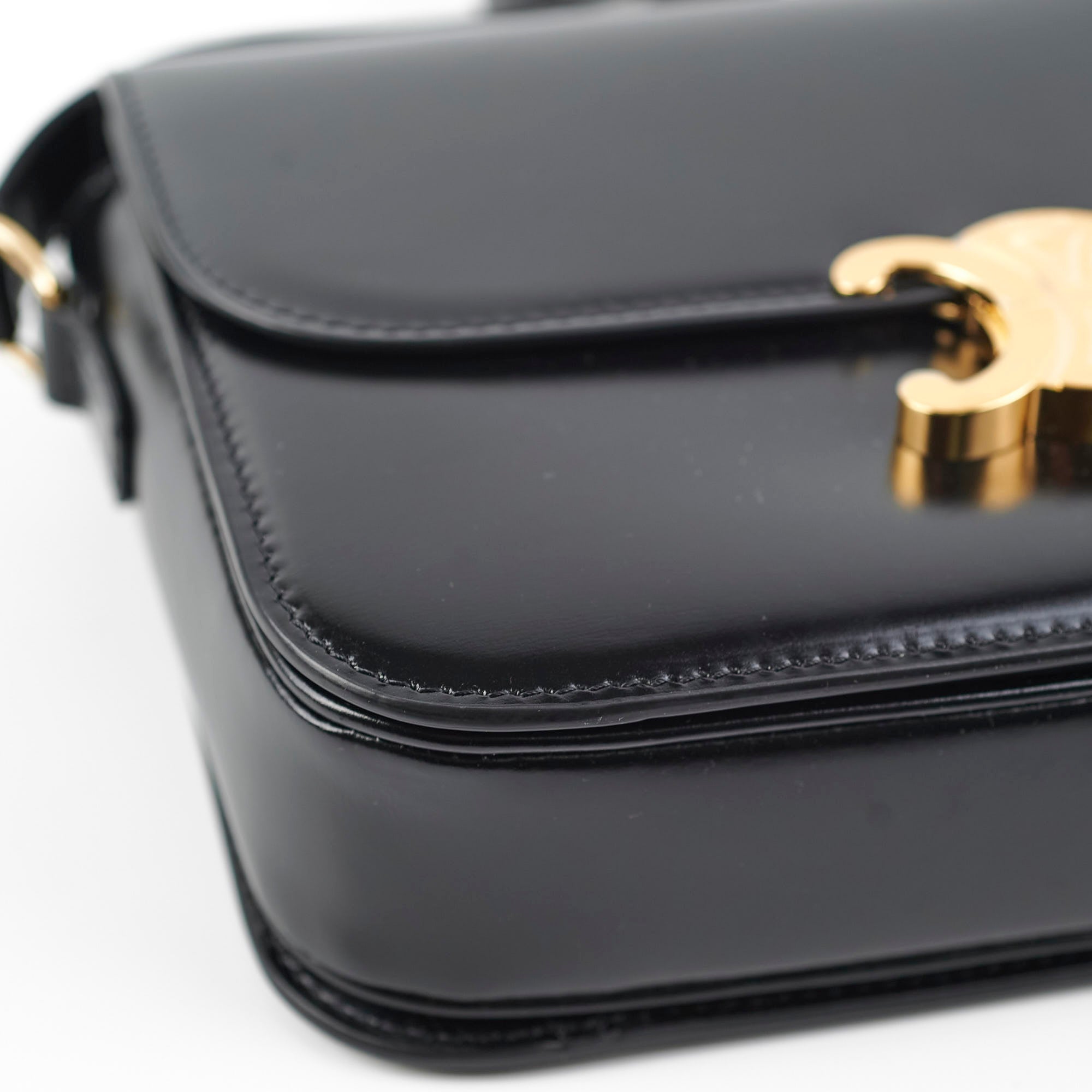 Celine Classique Triomphe Black Leather Crossbody Bag for Women | Luxury Designer Handbag for Everyday Use, Date Night & Office