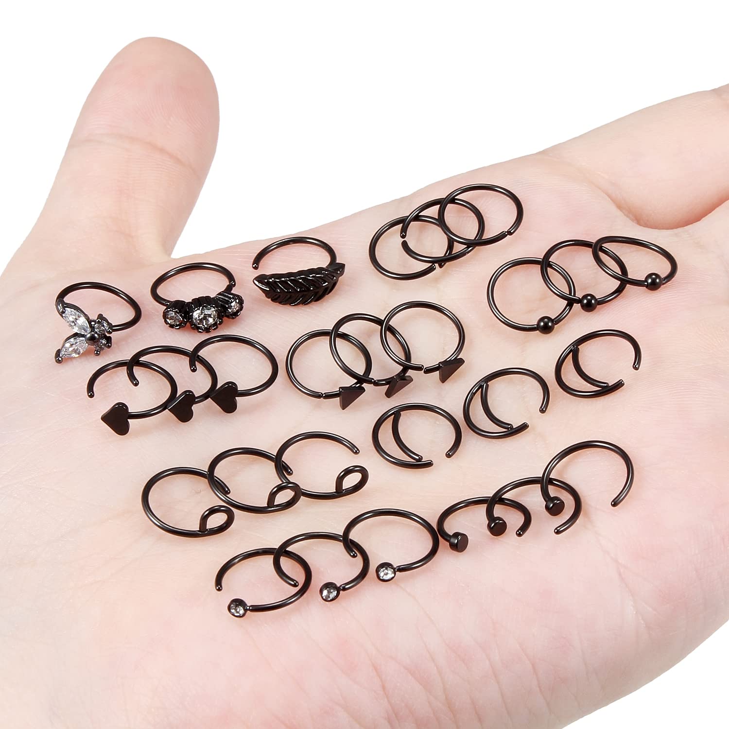 Stainless Steel Flower Nose Rings - 20G Hoop Earrings for Cartilage & Septum Piercing | 8mm Body Jewelry for Women & Men | Perfect for Daily Wear & Gifts