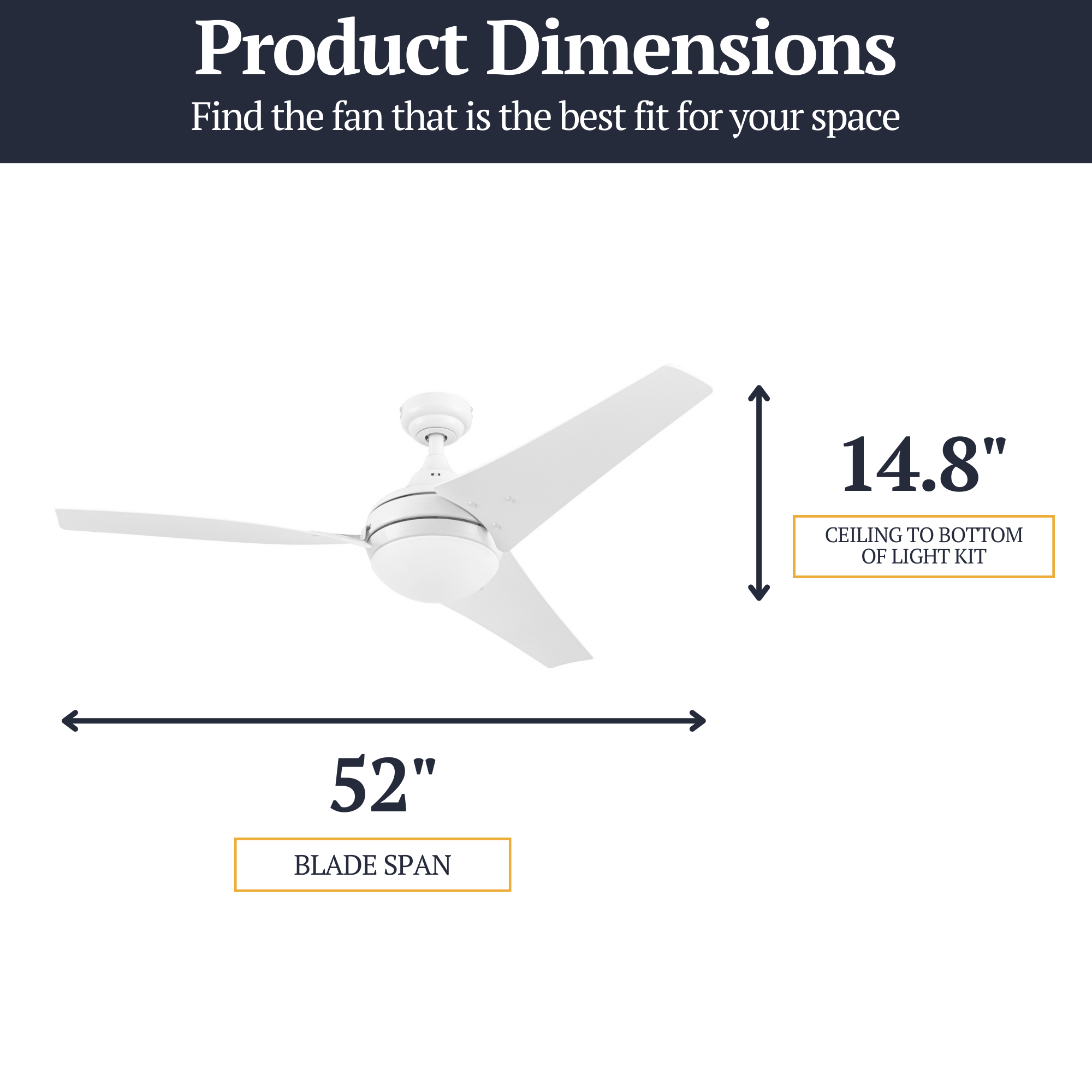 52 Inch White Maxon Ceiling Fan with Remote Control - Perfect for Living Room, Bedroom, and Outdoor Patio Cooling