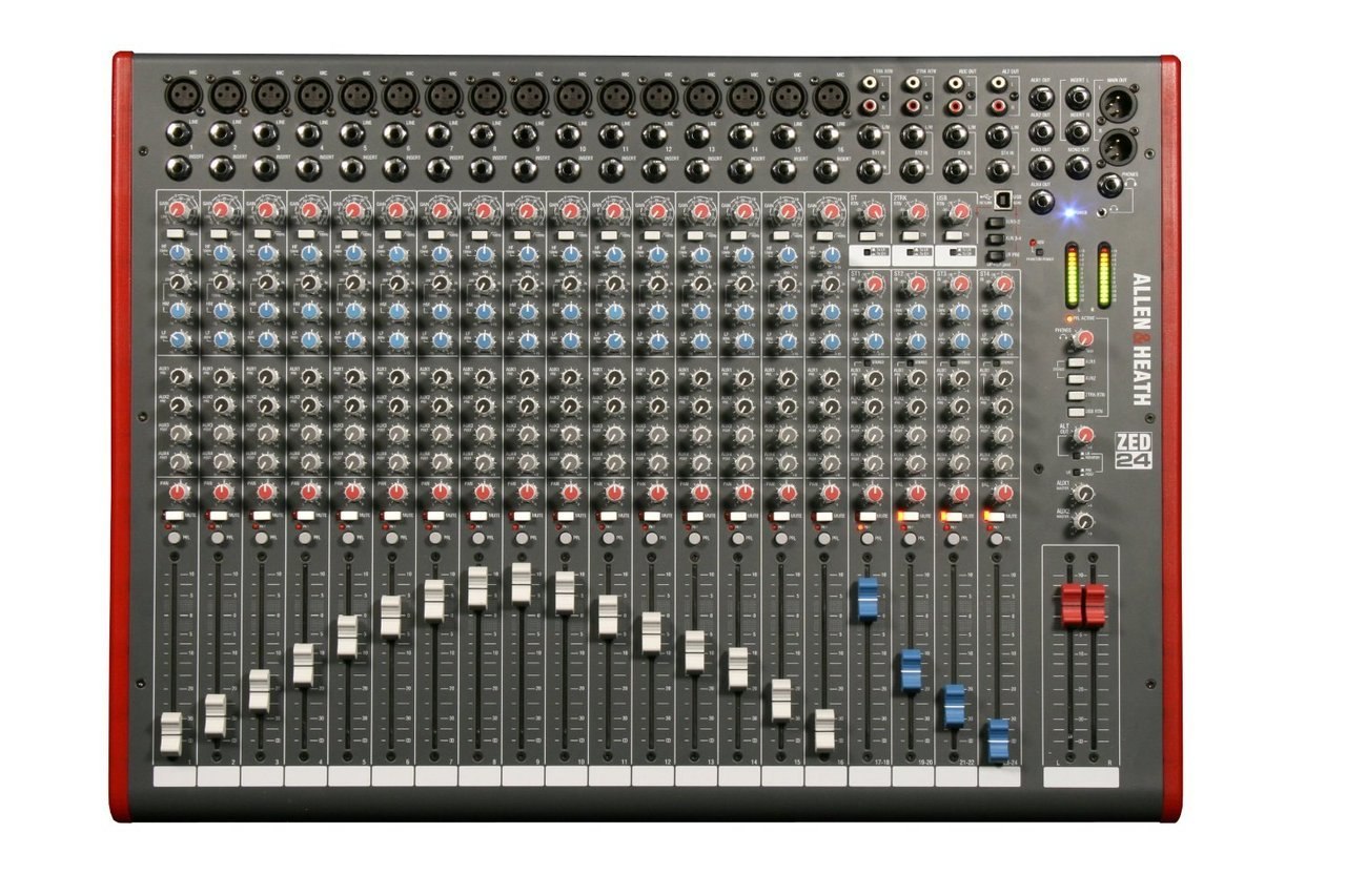 Allen & Heath ZED 24 24-Channel USB Audio Mixer - Professional Studio & Live Sound Mixing Console for Recording, DJing, and Live Performances