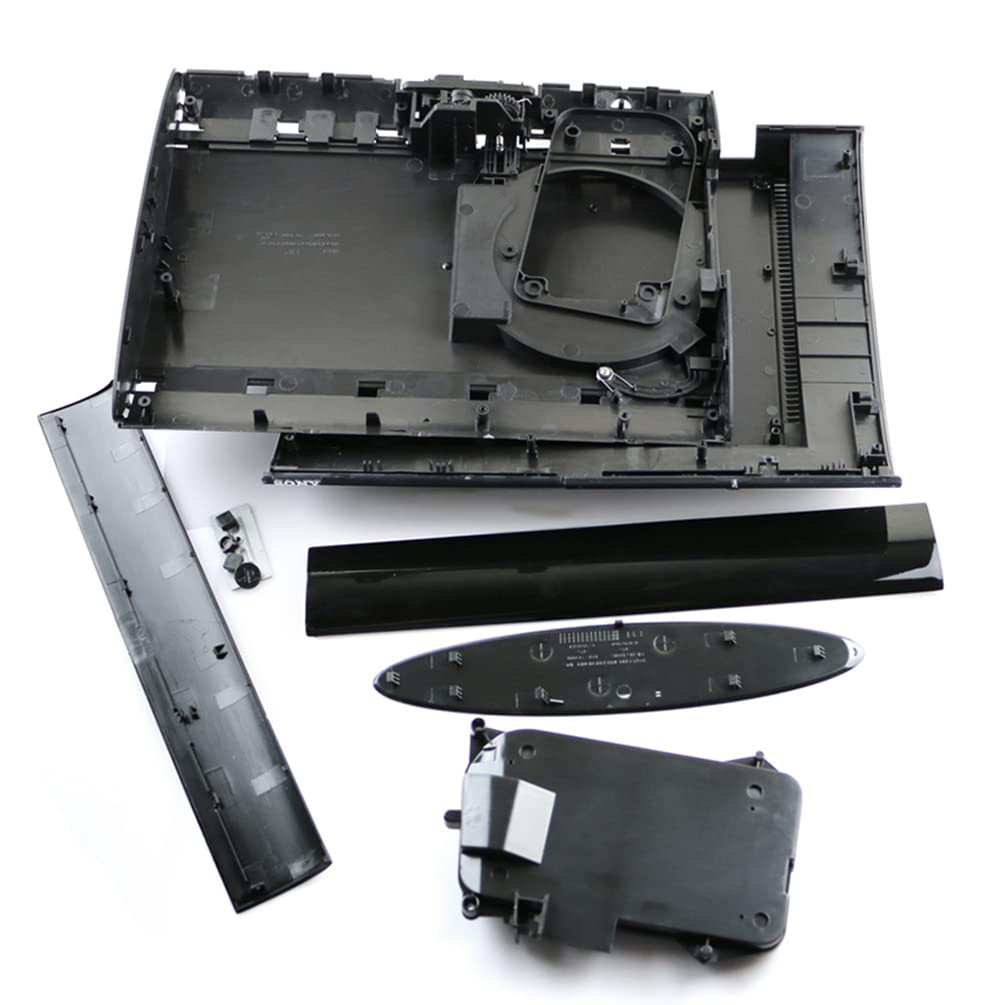 Original PS3 Playstation 3 Super Slim 4000/4012 Full Housing Shell Replacement Kit - Black Faceplate Cover with Screws & Bars | Compatible with 4K Gaming & Console Repair