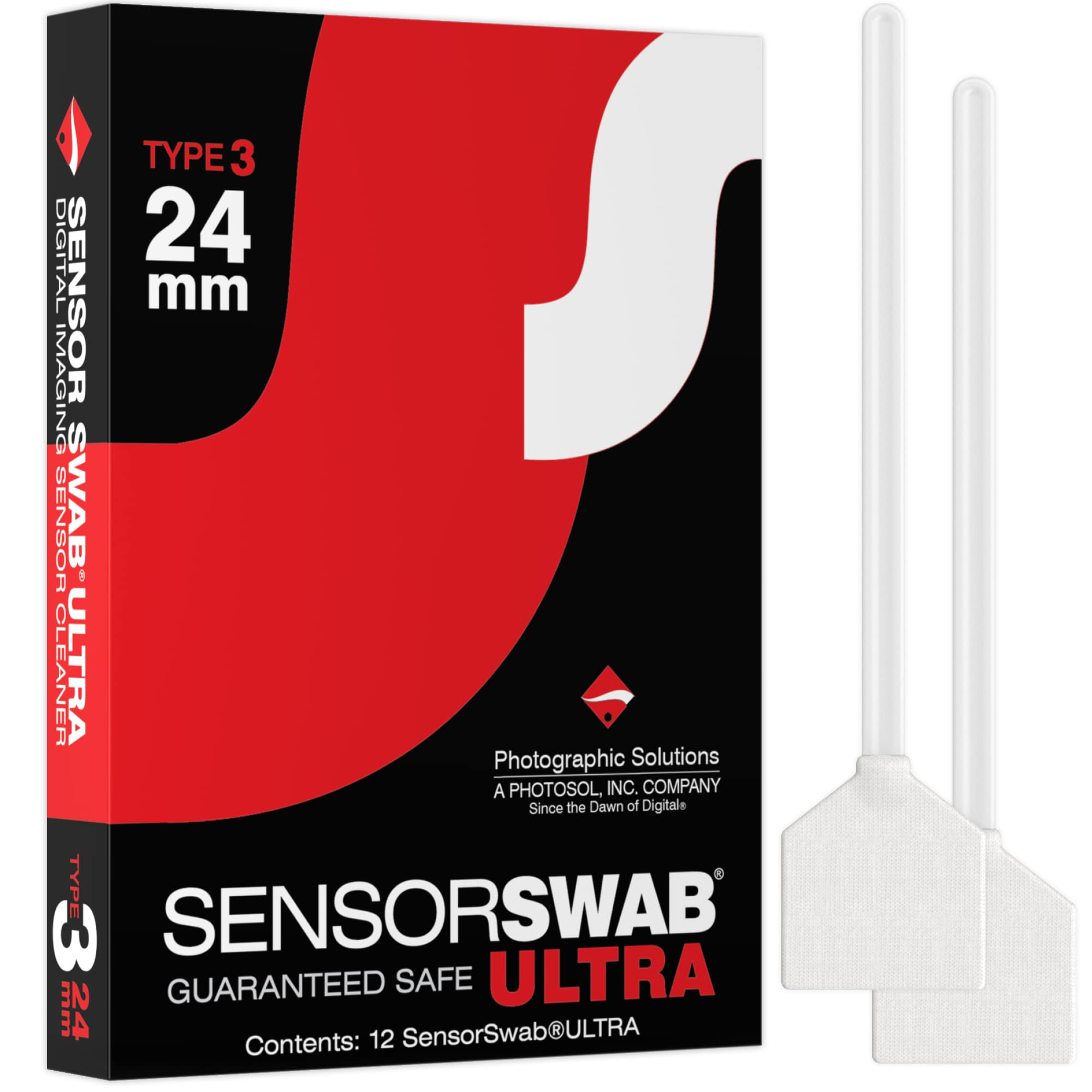 Photographic Solutions Sensor Swab Ultra 24mm Type-3 - Professional Digital Camera Sensor Cleaning Swabs for DSLR & Mirrorless Cameras - Remove Dust & Oil from Full Frame Sensors - Pack of 12 - Perfect for Travel Photography & Studio Maintenance