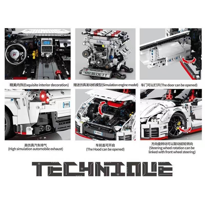 SY BLOCK 8882 Nissan GTR 4098pcs Building Blocks Set - Premium Collector's Model Car Kit for Adults & Teens - Perfect for Display, Gifts & DIY Car Enthusiasts