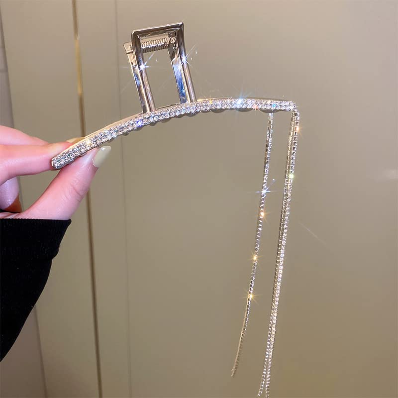 Rhinestone Tassel Hair Clips for Women - Non-Slip Hair Claws for Thin & Thick Hair - Party & Daily Use