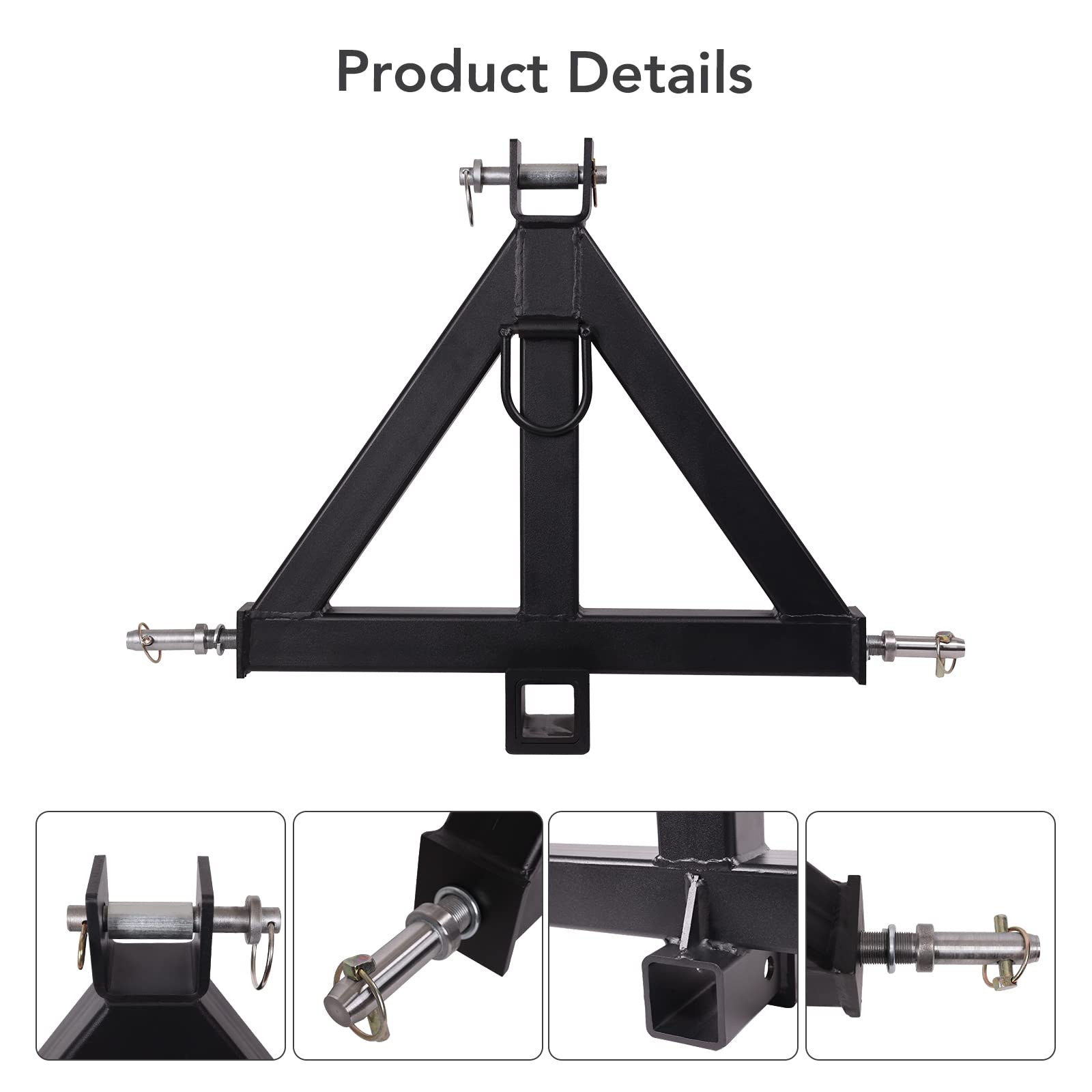 GARVEE 3 Point 2 Receiver Trailer Hitch - Category 1 Tractor Tow Drawbar Adapter - Compatible with Kubota BX, John Deere, LM25H WLM, NorTrac, Kioti, Yanmar & Cat Tractors - Perfect for Towing Trailers, Implements & Farm Equipment