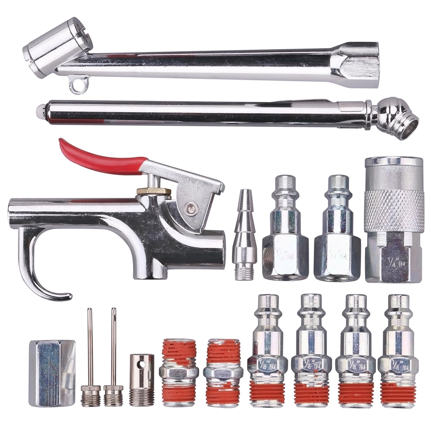 WYNNsky 17-Piece Air Compressor Accessory Kit with 1/4'' Hose Fittings, Blow Gun, Tire Gauge & Air Chuck - Perfect for Tire Inflation, DIY Auto Repair & Workshop Projects