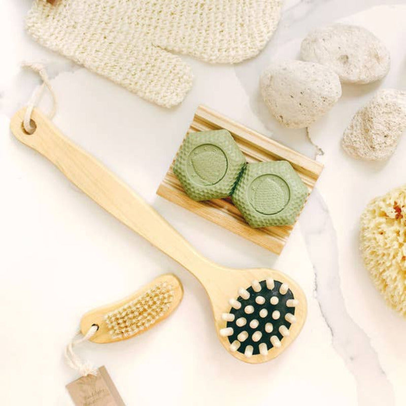 Premium Cedar Wood Massage Brush for Relaxation & Exfoliation - Perfect for Dry Brushing, Lymphatic Drainage & Spa Treatments at Home