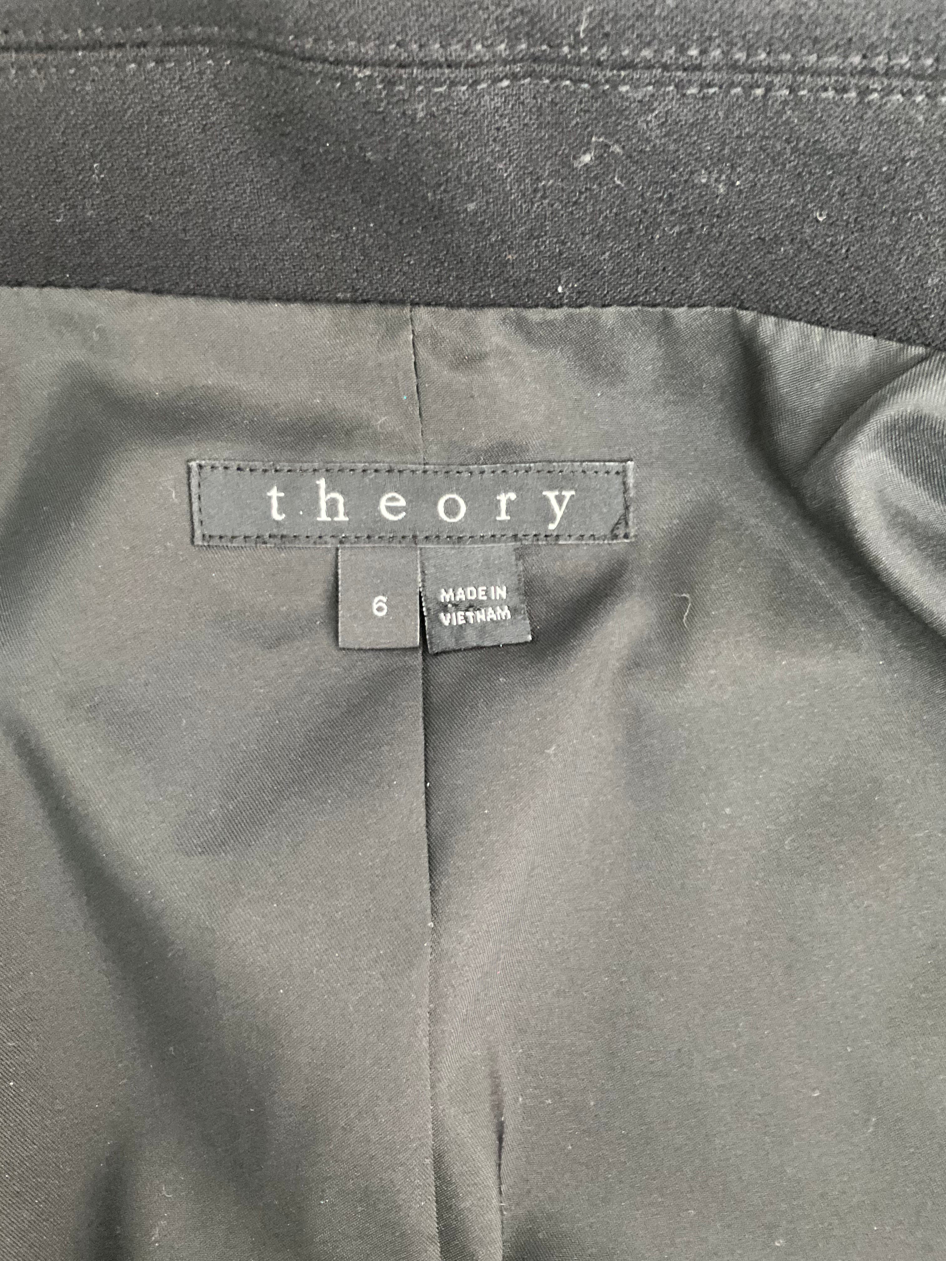 Theory Women's Black Wool Coat - Slim Fit Winter Trench Coat, Size S | Warm & Stylish Outerwear for Office, Travel & Formal Occasions