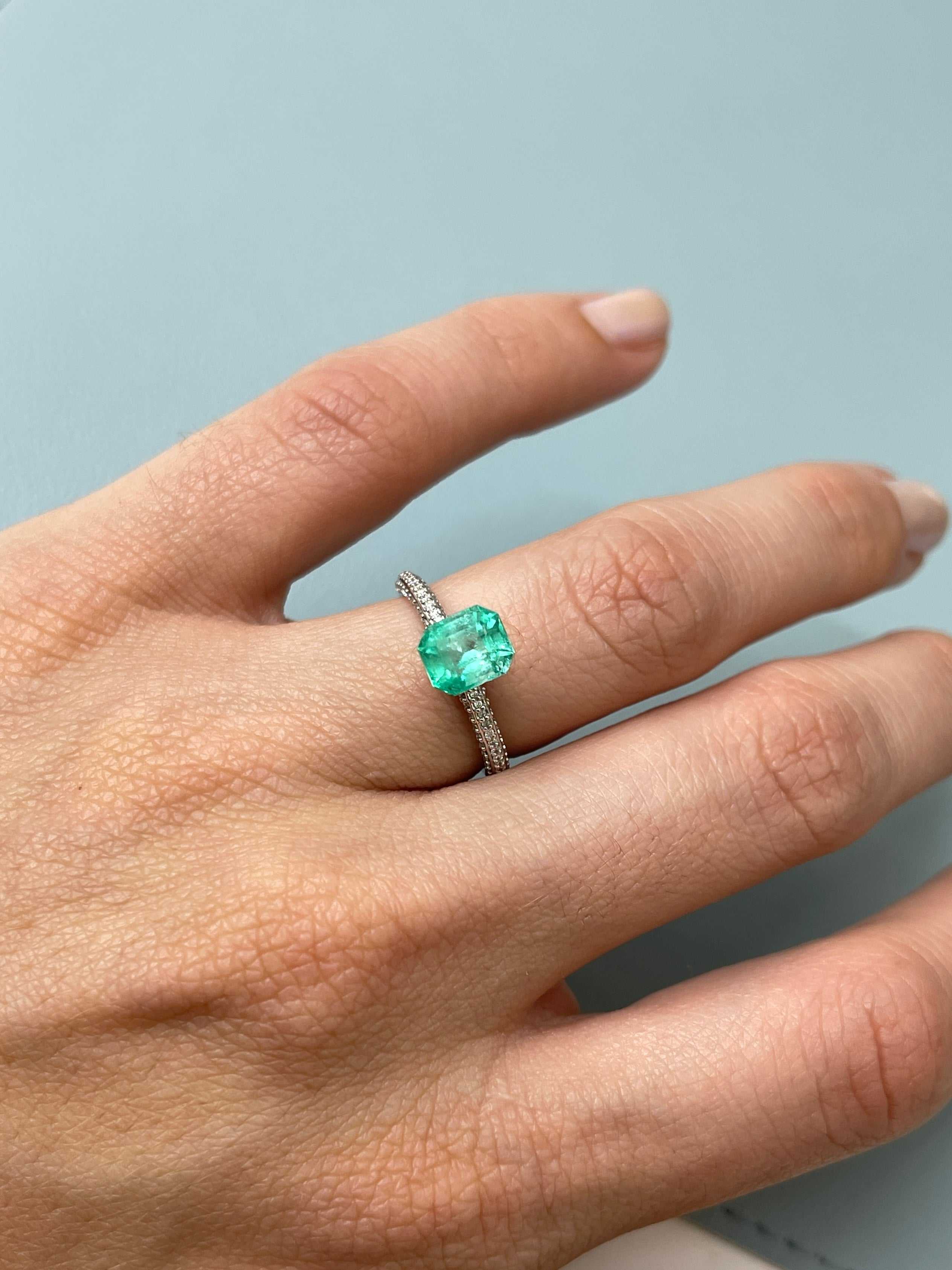 1.50 Carat Natural Colombian Emerald - 7.4x6.3mm Eye Clean Emerald Cut Loose Gemstone for Engagement Rings, Jewelry Making & Fine Collections