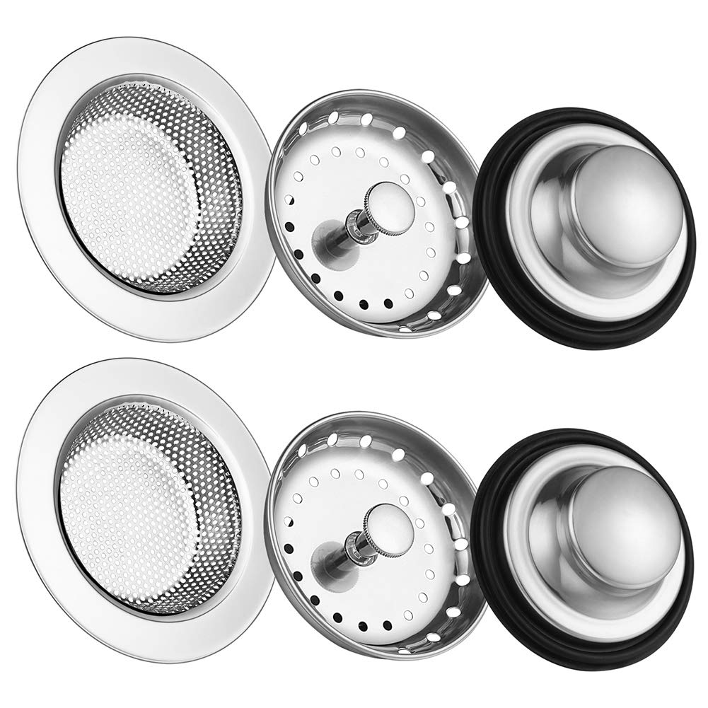 Stainless Steel Kitchen Sink Drain Strainer 6 Pack - Anti-Clogging Sink Stopper & Basket Replacement Set for Efficient Kitchen Cleaning
