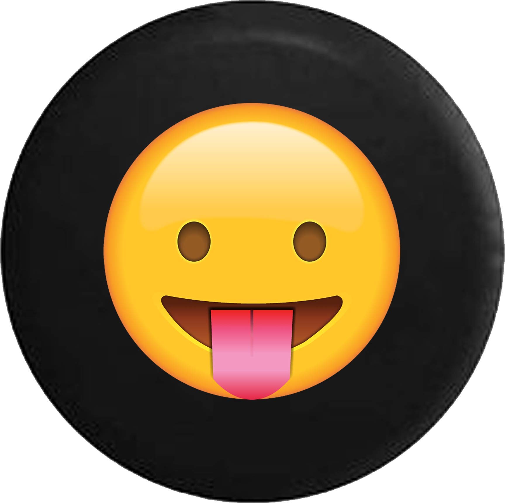 35 Inch Spare Tire Cover with Smiling Tongue Out Emoji Design - Waterproof & UV Resistant for Jeep, SUV, Truck Accessories (Perfect for Off-Road Adventures & Camping Trips)