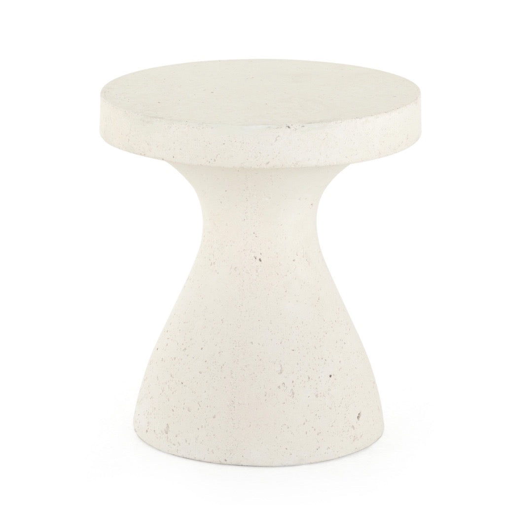 Koda Outdoor End Table - Textured White Side Table for Patio, Garden, or Poolside - Weather-Resistant & Durable Accent Table