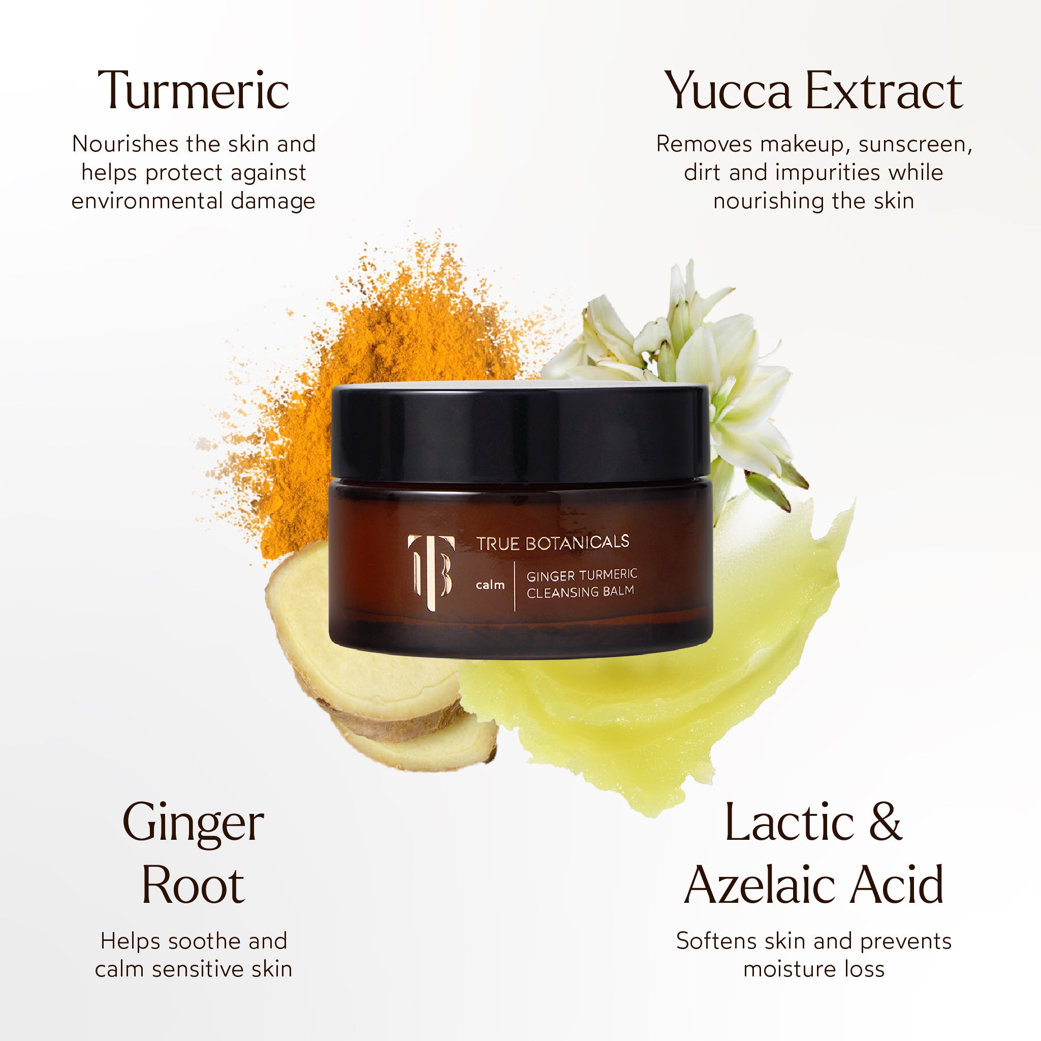 Organic Ginger Turmeric Makeup Remover Cleansing Balm - Natural Deep Cleanser for Sensitive Skin | Gentle Facial Cleanser for Dry & Oily Skin | Perfect for Night Routine & Double Cleansing