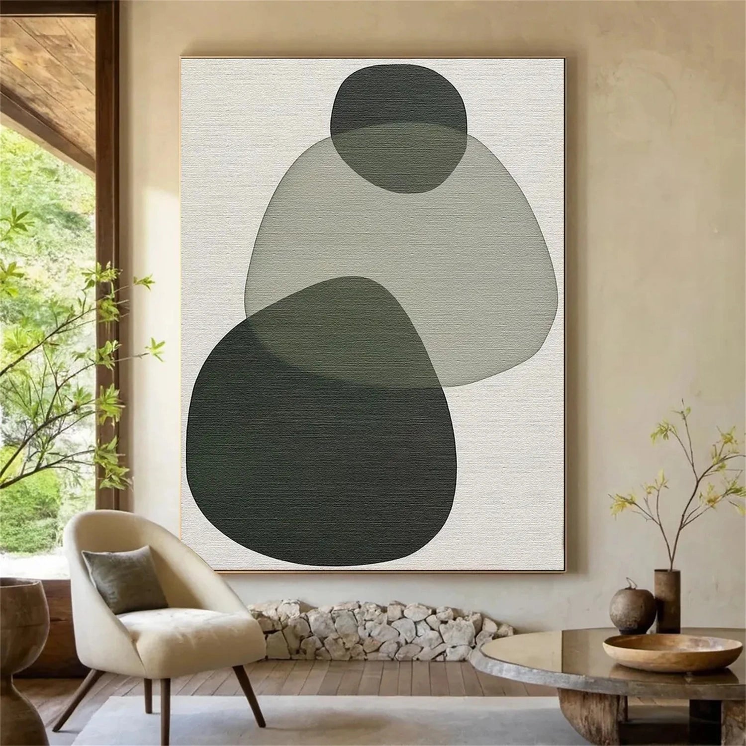 Blue & Green Abstract Wall Art Print #BG090 - Modern Canvas Painting for Living Room, Bedroom & Office Decor