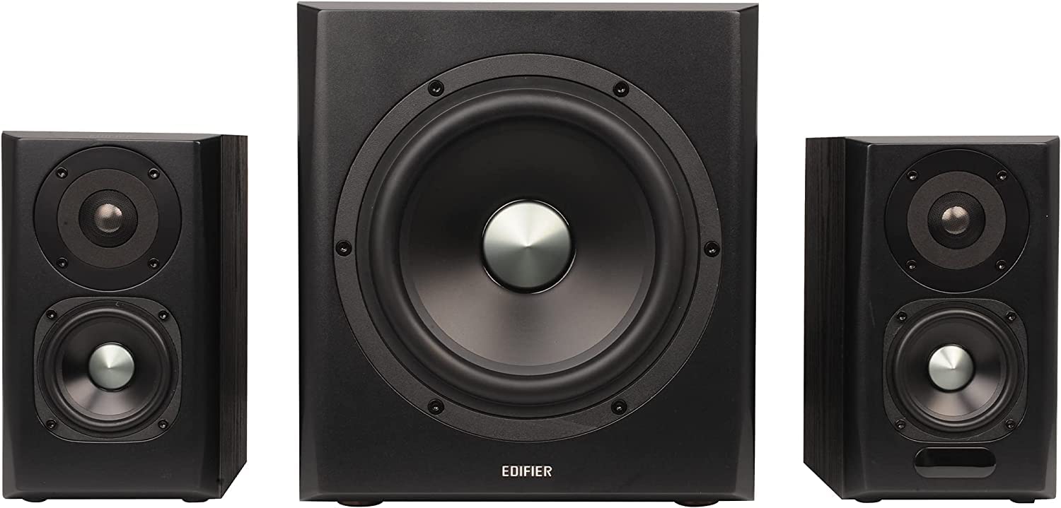 Edifier S351DB 2.1 Channel Bluetooth Speaker System with Subwoofer & Bookshelf Satellite Speakers - Wireless Audio for Home Theater, Gaming & Music Streaming (aptX, Bluetooth 4.1)