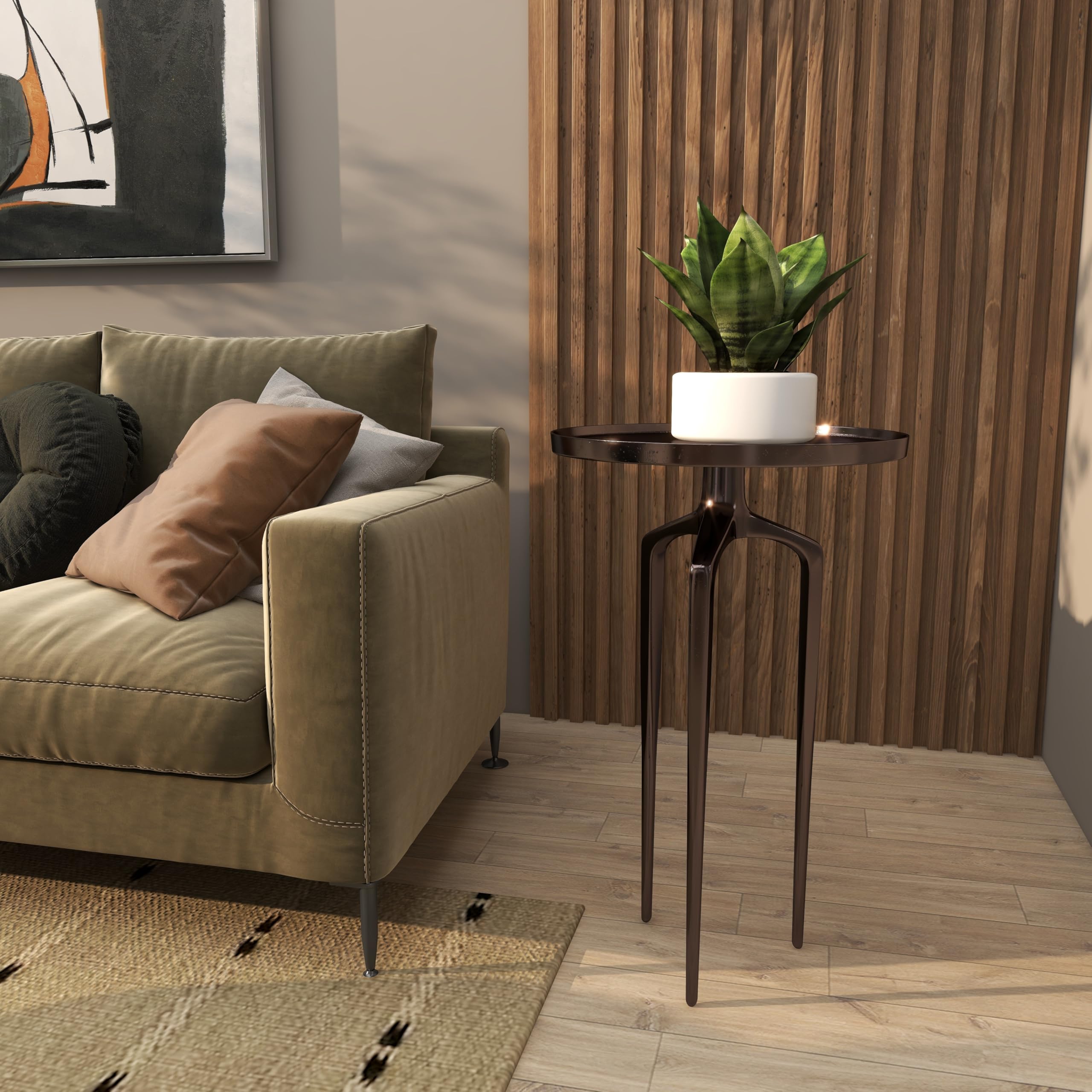 Deco 79 Modern Aluminum Metal Side End Table with Tripod Legs - 16