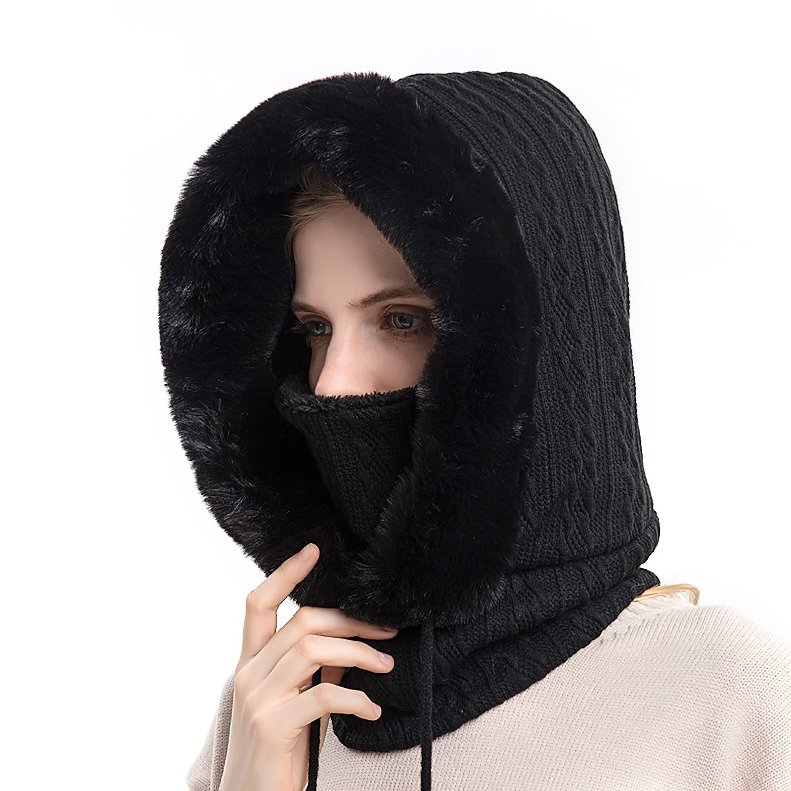 TAGVO Windproof Balaclava Ski Mask - Fleece Winter Warm Hat with Neck & Face Cover for Women - Perfect for Skiing, Snowboarding & Outdoor Activities