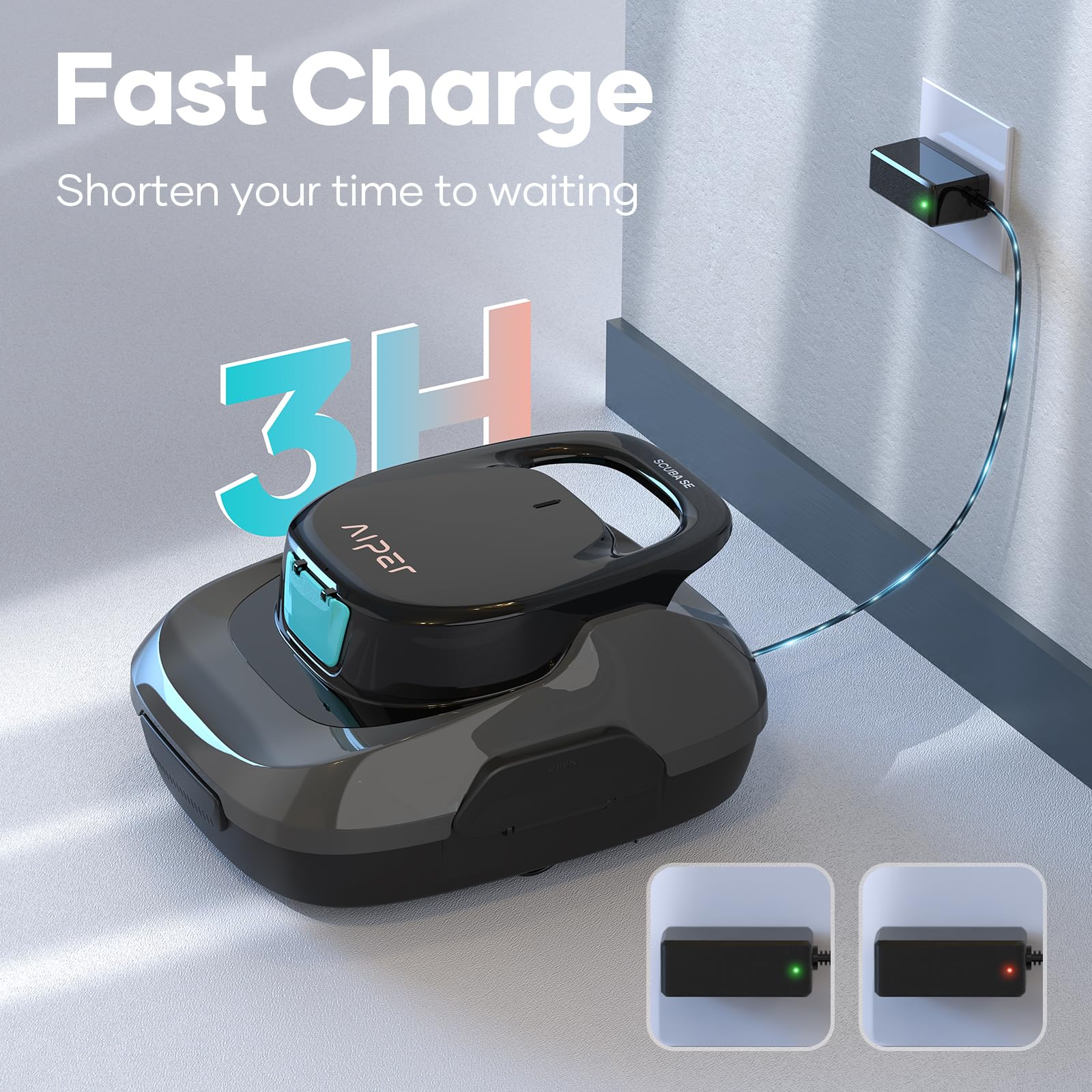 AIPER Cordless Robotic Pool Cleaner - Automatic Pool Vacuum with Self-Parking Technology, 90 Min Runtime for Above Ground & In-Ground Pools up to 40 FT - Perfect for Weekly Pool Maintenance & Seasonal Cleaning