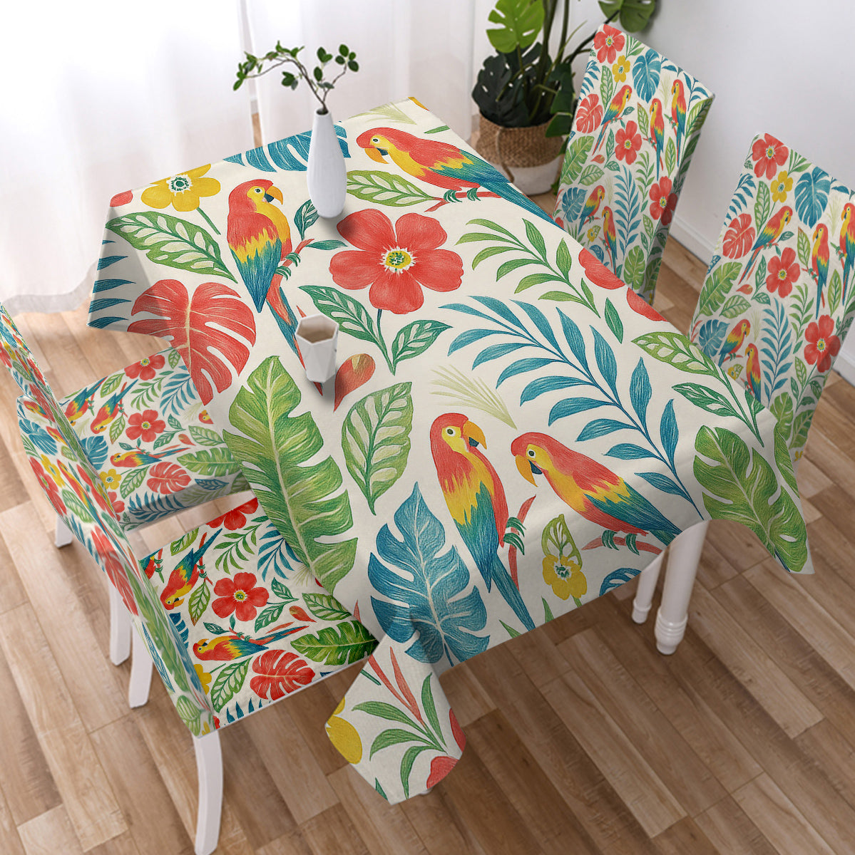 Classic Tropical Tablecloth - Waterproof & Wrinkle-Free - Perfect for Outdoor Dining, Picnics, and Beach Parties