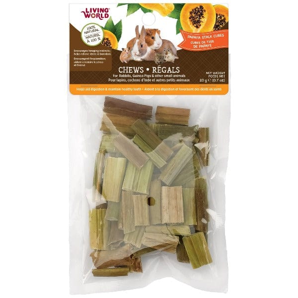 Living World Papaya Stalk Cubes - Natural Small Animal Chews for Rabbits, Guinea Pigs & Hamsters - Healthy Digestive Treat for Pets - Perfect for Cage Enrichment & Chewing Needs