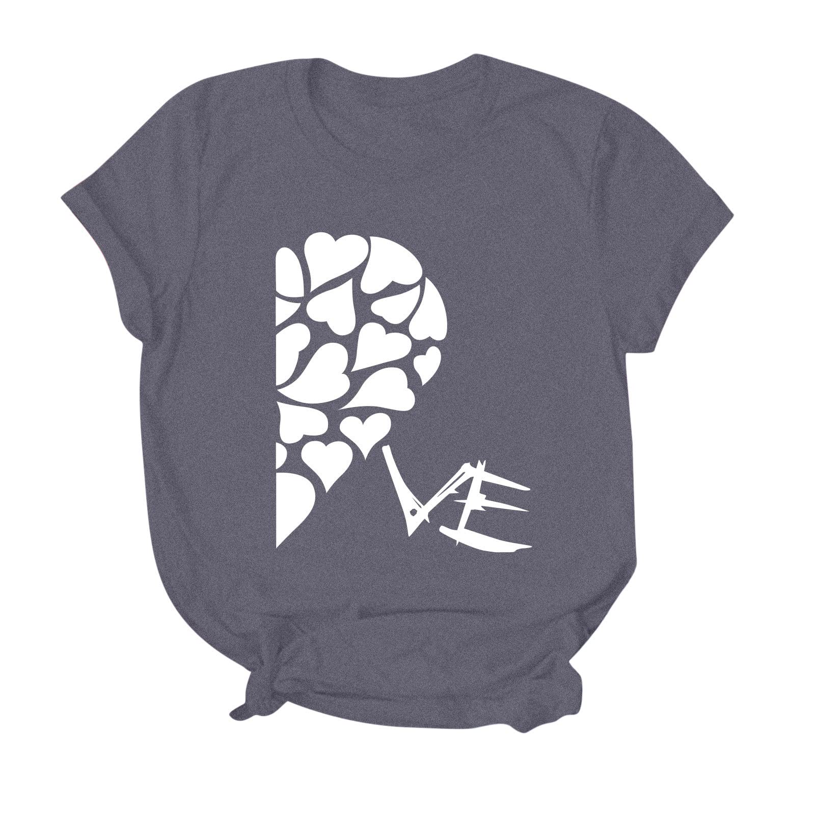 Women's Casual & Dressy Short Sleeve T-Shirt Blouse with Printed Love Design - Perfect for Office Wear, Date Nights & Everyday Outfits