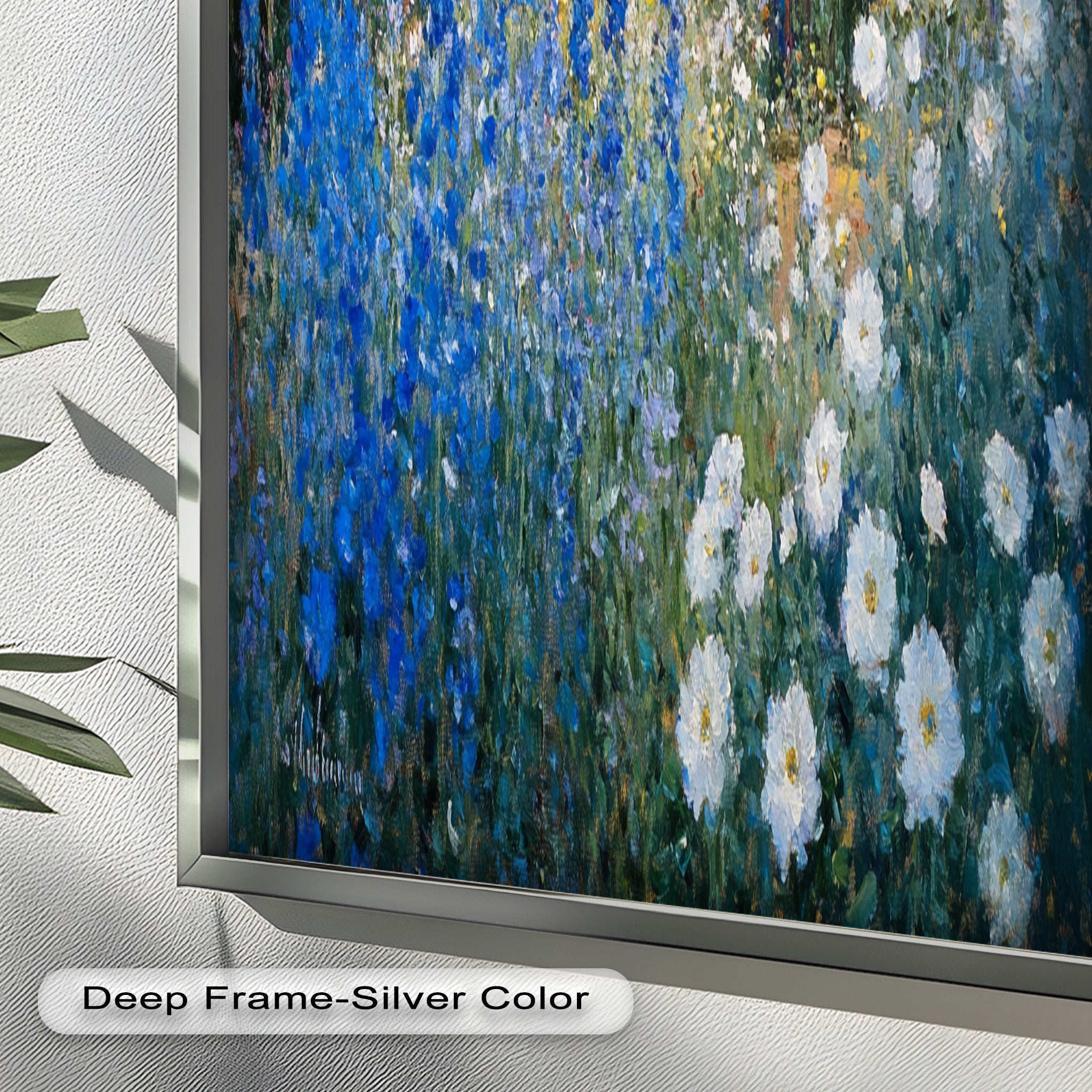 Blue Delphinium Impressionist Oil Painting - Handmade Floral Wall Art for Living Room, Bedroom & Office Decor