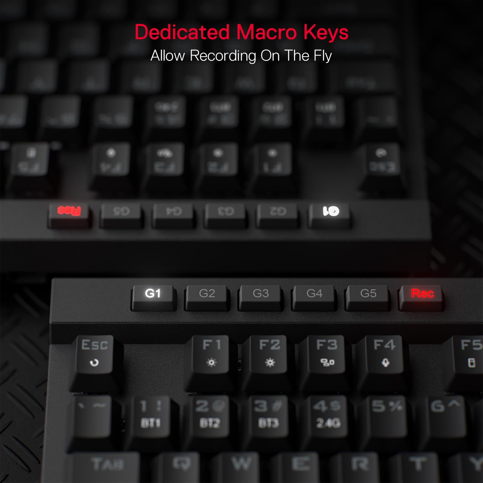 Redragon K580 PRO Wireless RGB Gaming Keyboard - 3-Mode 104-Key Hot-Swap Mechanical Keyboard with Linear Red Switches, Dedicated Media Controls & Onboard Macro Recording | Perfect for PC Gaming, Office Work & Streaming Setups