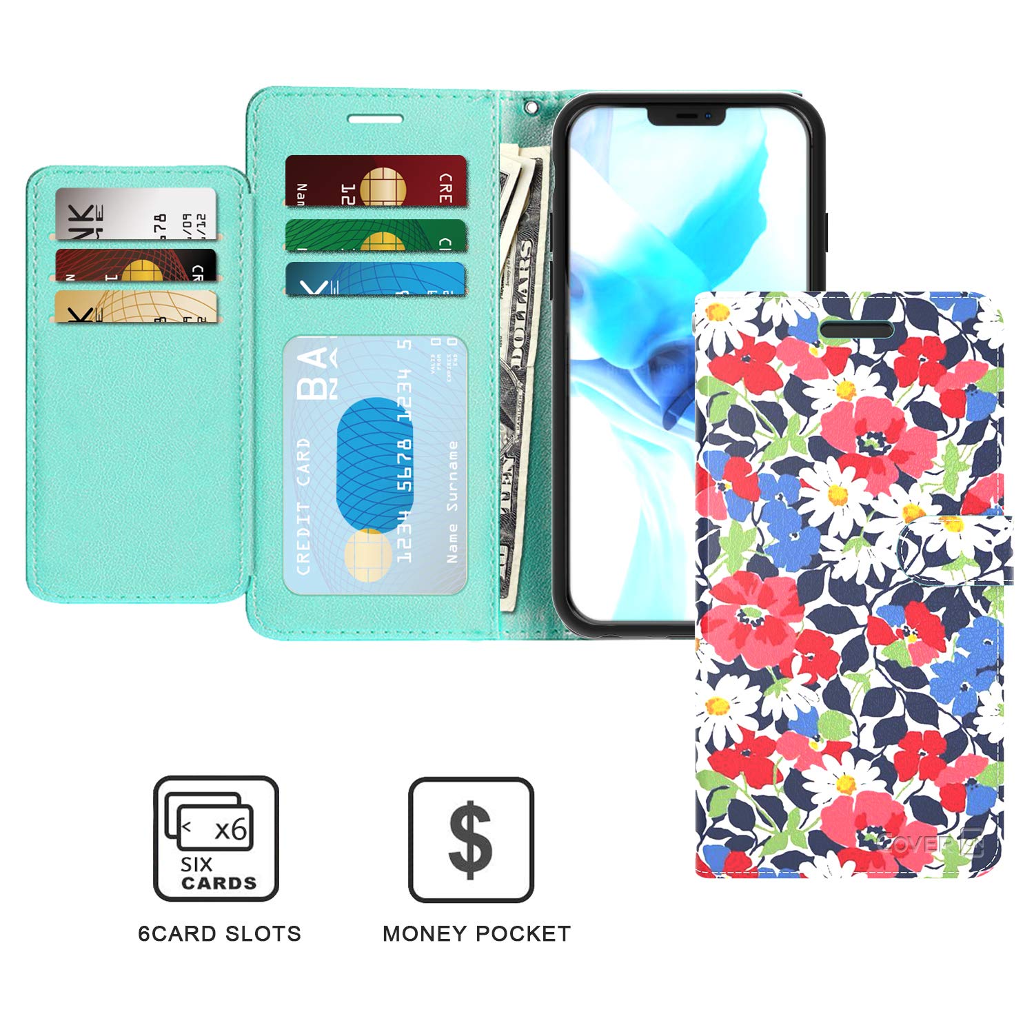 RFID Blocking PU Leather Wallet Case for Apple iPhone 12 Pro Max (6.7