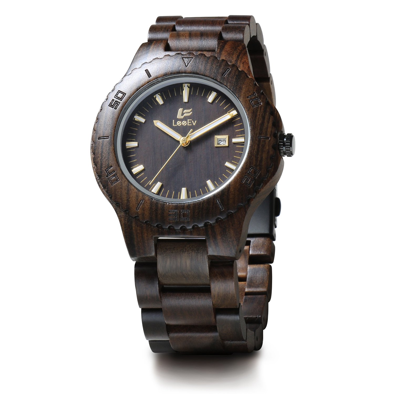 LeeEv Men's Wooden Watch - Handcrafted Sandalwood Vintage Timepiece for Gifts & Outdoor Adventures