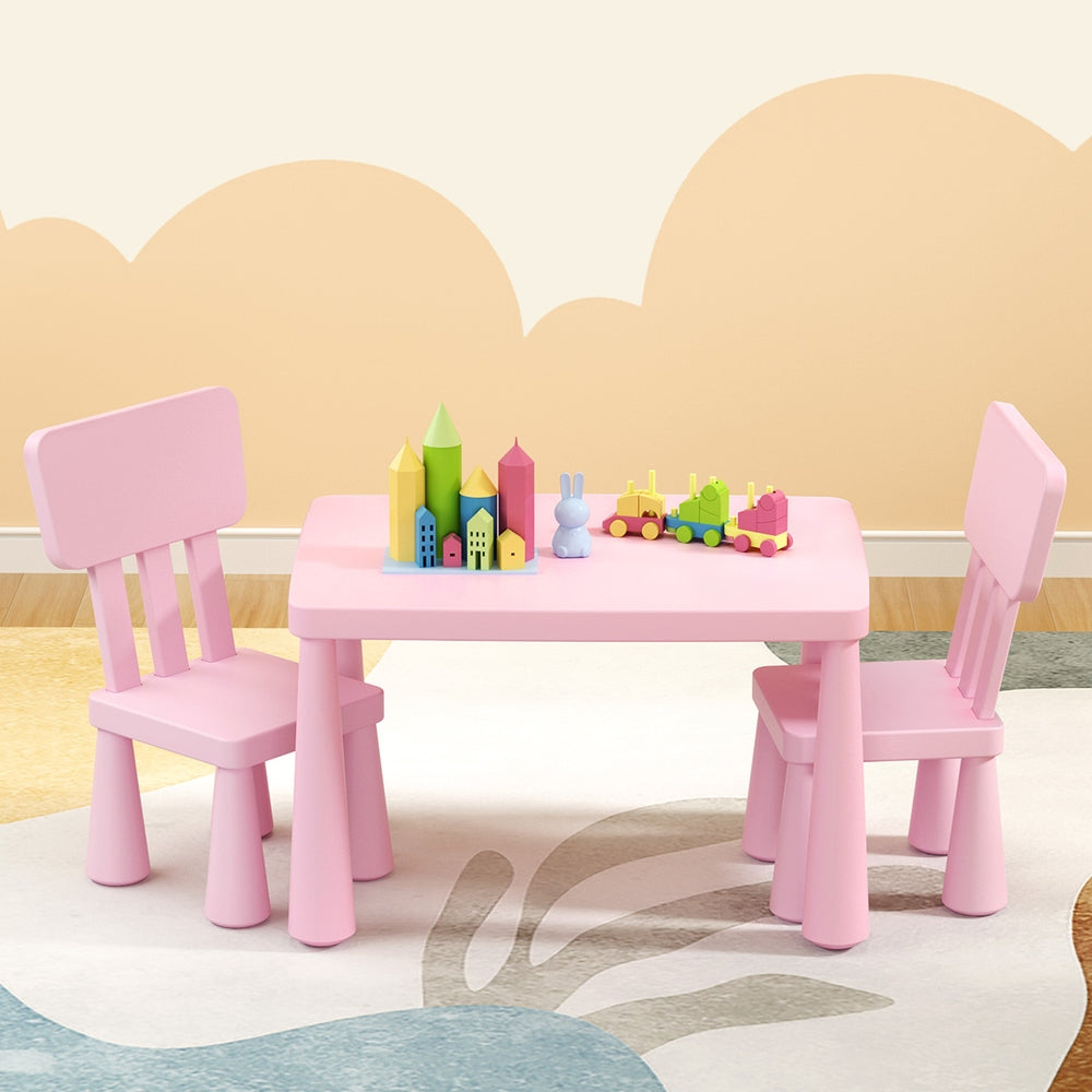 Keezi Kids Table and 2 Chairs Set - Pink Children's Furniture for Playroom, Classroom & Home Learning Activities
