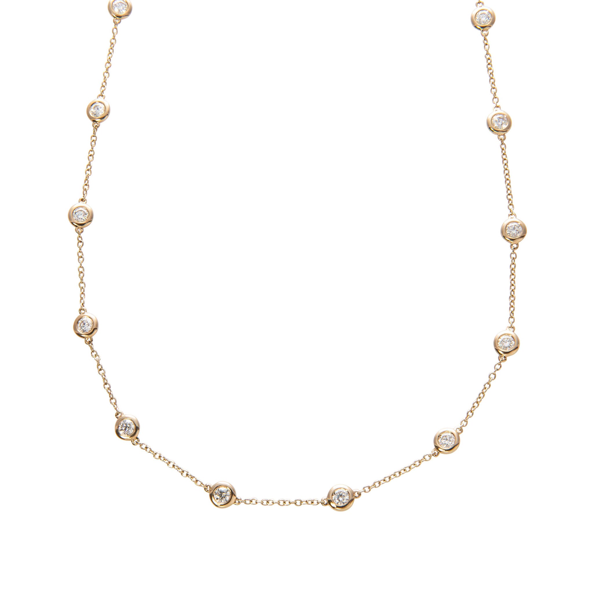 2.25ctw Diamond by the Yard 14 Station 14K Yellow Gold Necklace for Women - Elegant Layering Jewelry for Weddings, Anniversaries & Special Occasions