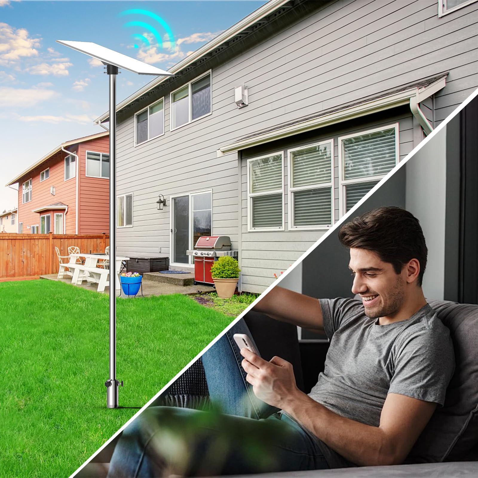 Starlink Gen 3 Pole Mount Kit - Stainless Steel Ground Mounting System with 5 Poles | No Dig Anchor & Aluminum Alloy Pipe Adapter | Perfect for Yard, Lawn & Outdoor Satellite Internet Installation