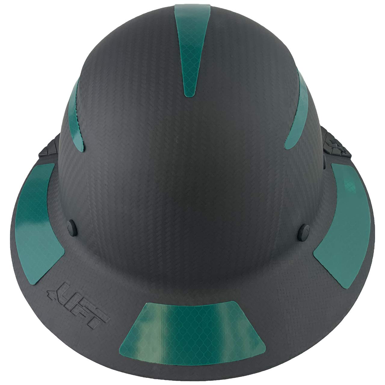 Premium Carbon Fiber Full Brim Safety Helmet - ANSI Certified Hard Hat with Matte Black Finish & Green Reflective Decals - Includes Durable Tote Bag - Ideal for Construction, Industrial Work & Outdoor Safety Gear