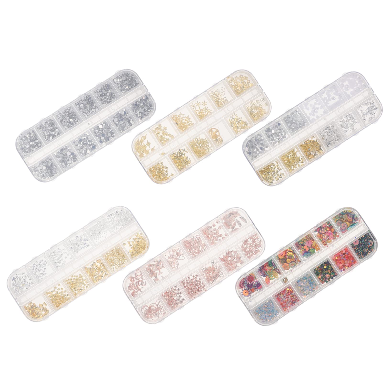 Minkissy 6 Boxes Nail Art Accessories - DIY Nail Sequins, 3D Acrylic Nail Decorations & Alien Nail Ornaments for Professional & Home Manicure - Perfect for Nail Salons, Parties, and Special Occasions