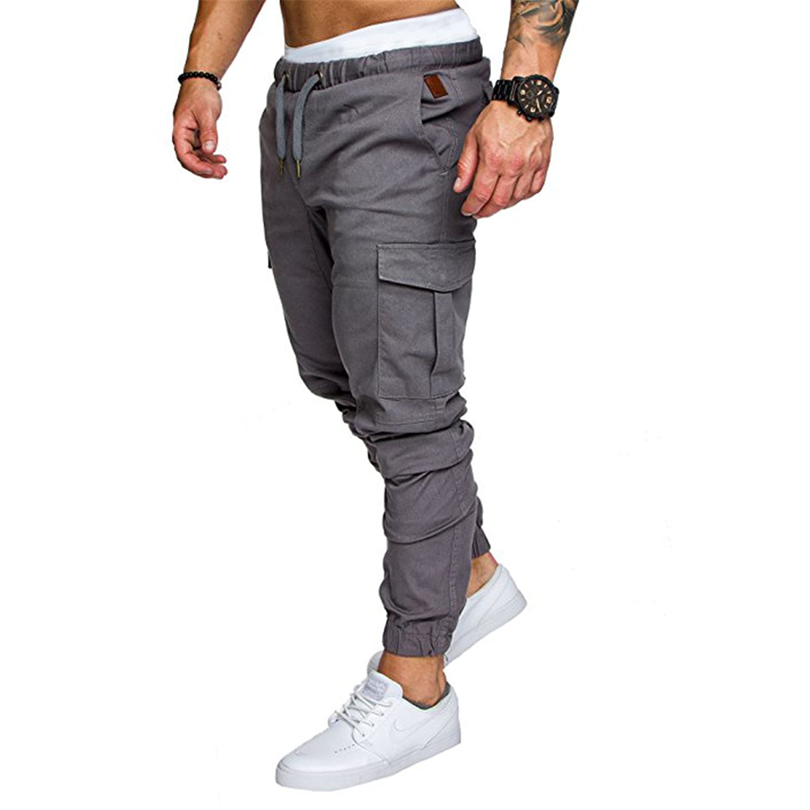 Men's Athletic Cargo Sweatpants for Running, Workout & Hiking with Pockets