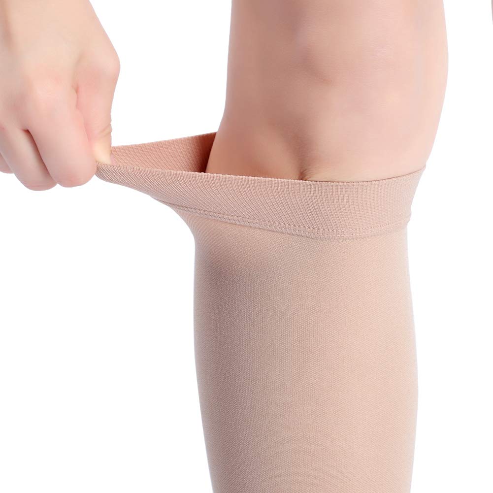**20-30 mmHg Open Toe Compression Socks for Men & Women – Graduated Support Knee High Sleeves for Travel, Pregnancy, Work & Varicose Veins Relief – Ideal for Long Flights, Nursing & Active Lifestyles (M-Skin)**
