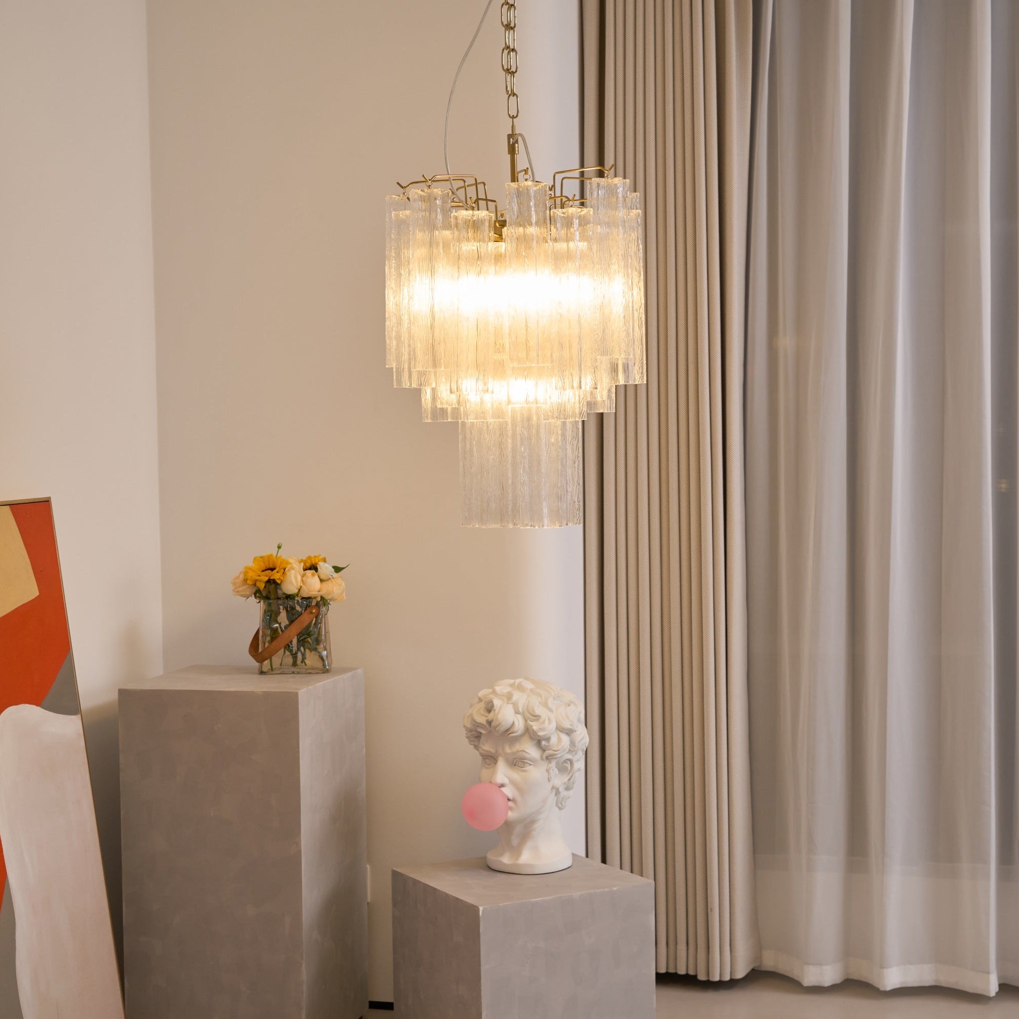 Giselle Murano Glass Chandelier - Handcrafted Italian Crystal Ceiling Light Fixture for Dining Room, Living Room & Bedroom Decor