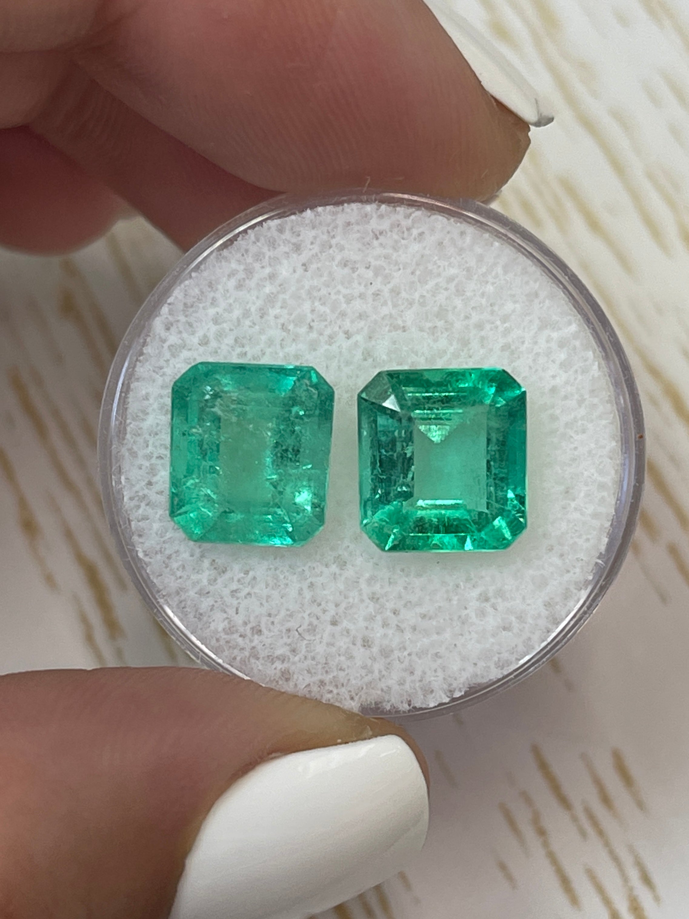 6.23tcw 10x9mm Matching Loose Colombian Emeralds - Asscher Cut Gemstones for Jewelry Making, Engagement Rings & Luxury Gifts