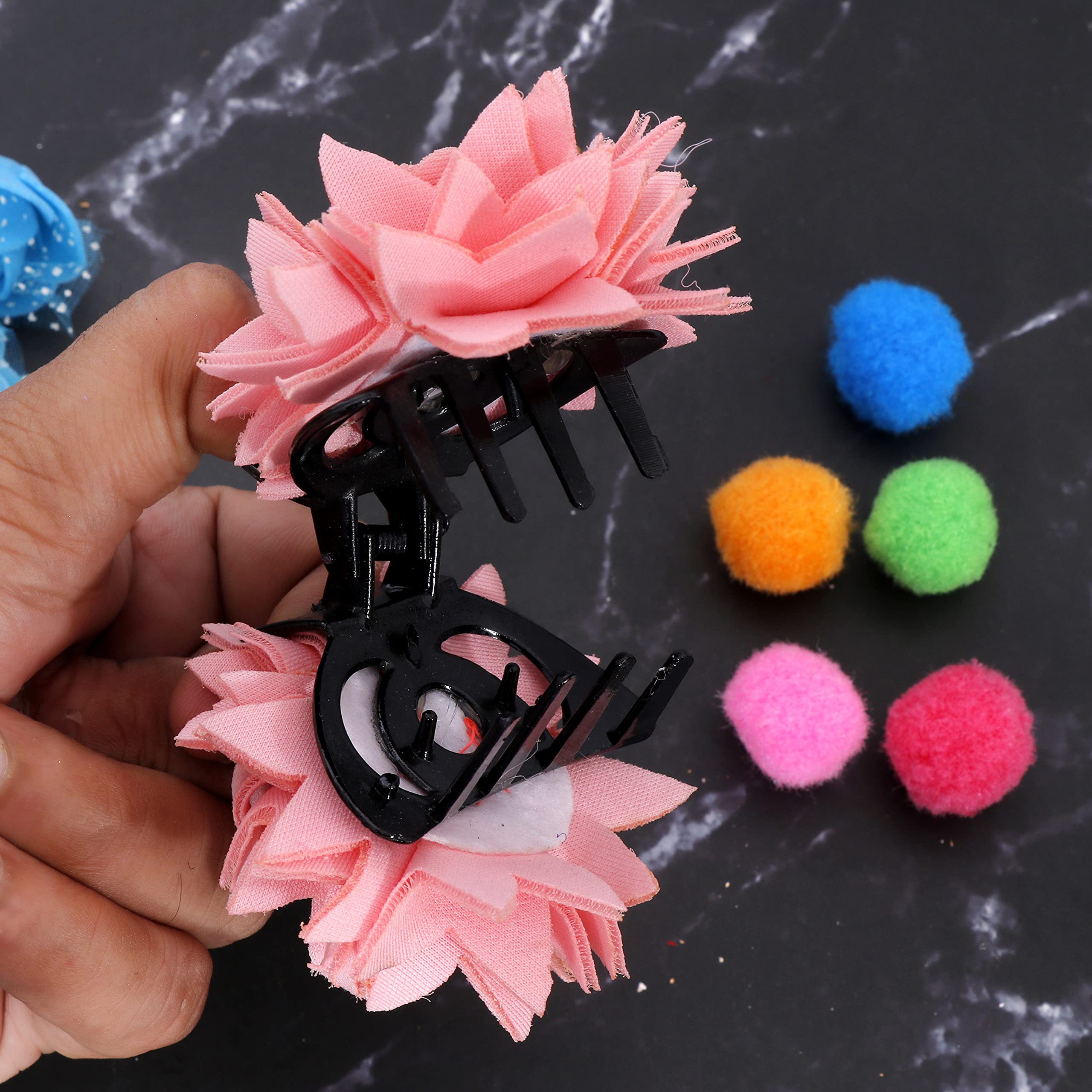 Honbon Fashion Fabric Pink Hair Clip with Golden Stone - Stylish Flower Hair Clutch for Women & Girls (Pack of 1) - Perfect for Parties, Weddings & Everyday Accessories