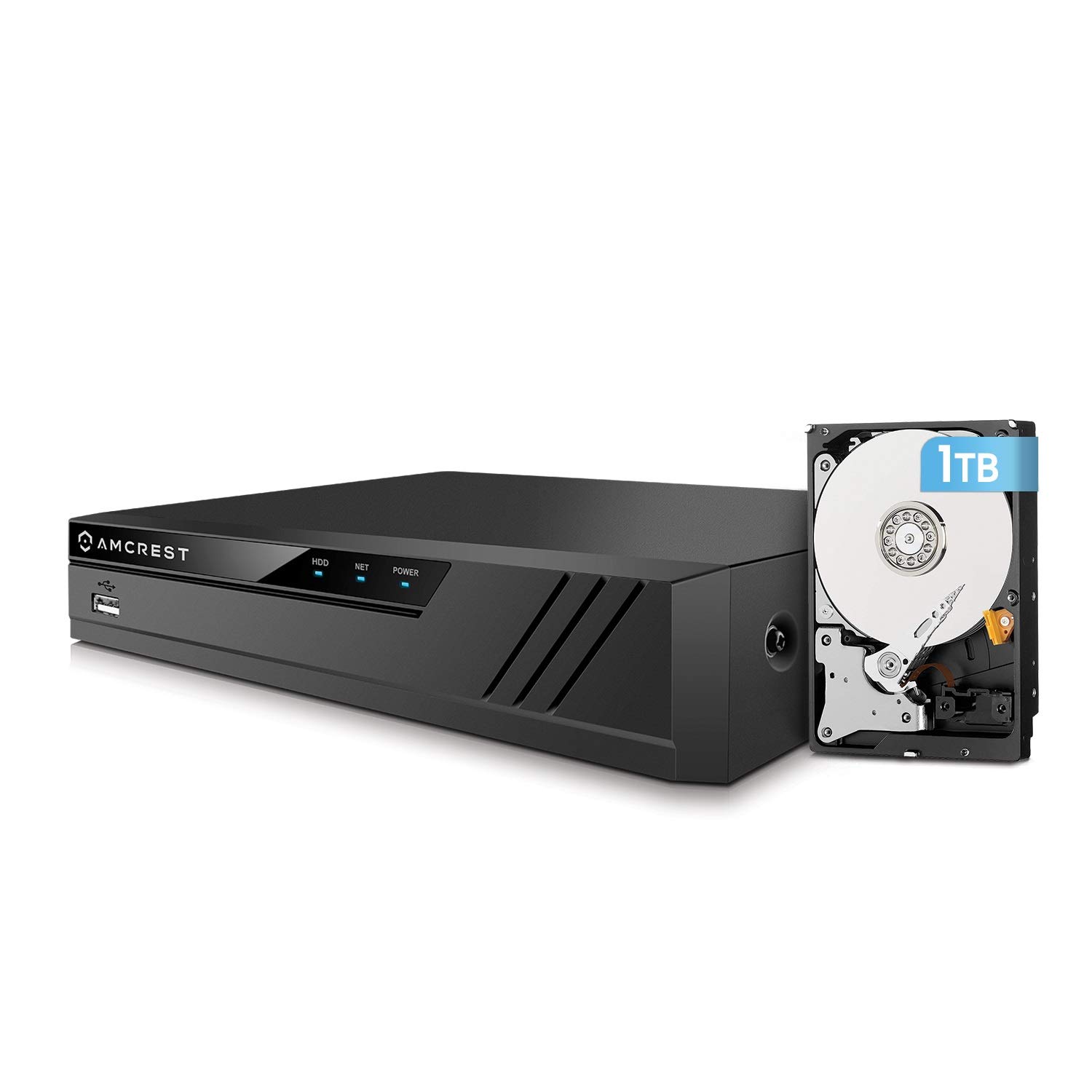 **Amcrest 4K 16CH 8-Port PoE NVR NV4116E-A2 – 16-Channel Network Video Recorder with 1TB HDD, Supports 8MP IP Cameras (1080p/3MP/4MP/5MP/8MP) – Ideal for Home Security & Business Surveillance**
