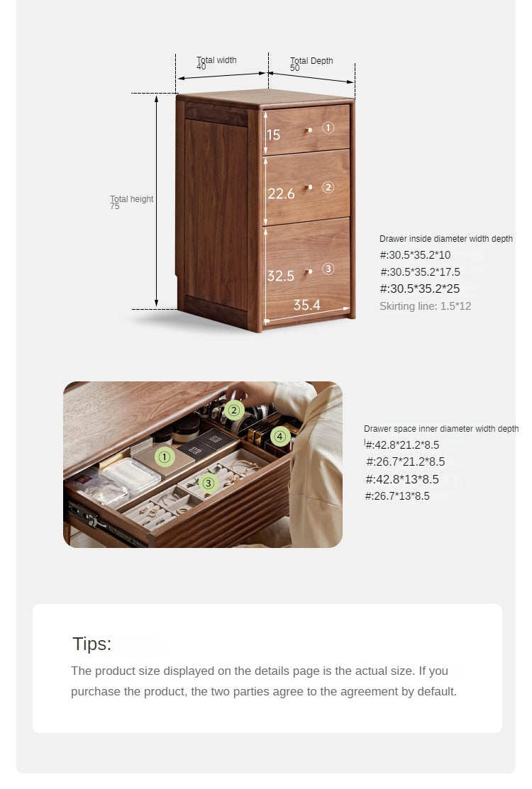 Premium Black Walnut Solid Wood Dressing Table Set with Mirror - Elegant Vanity Desk for Bedroom, Makeup & Beauty Organization