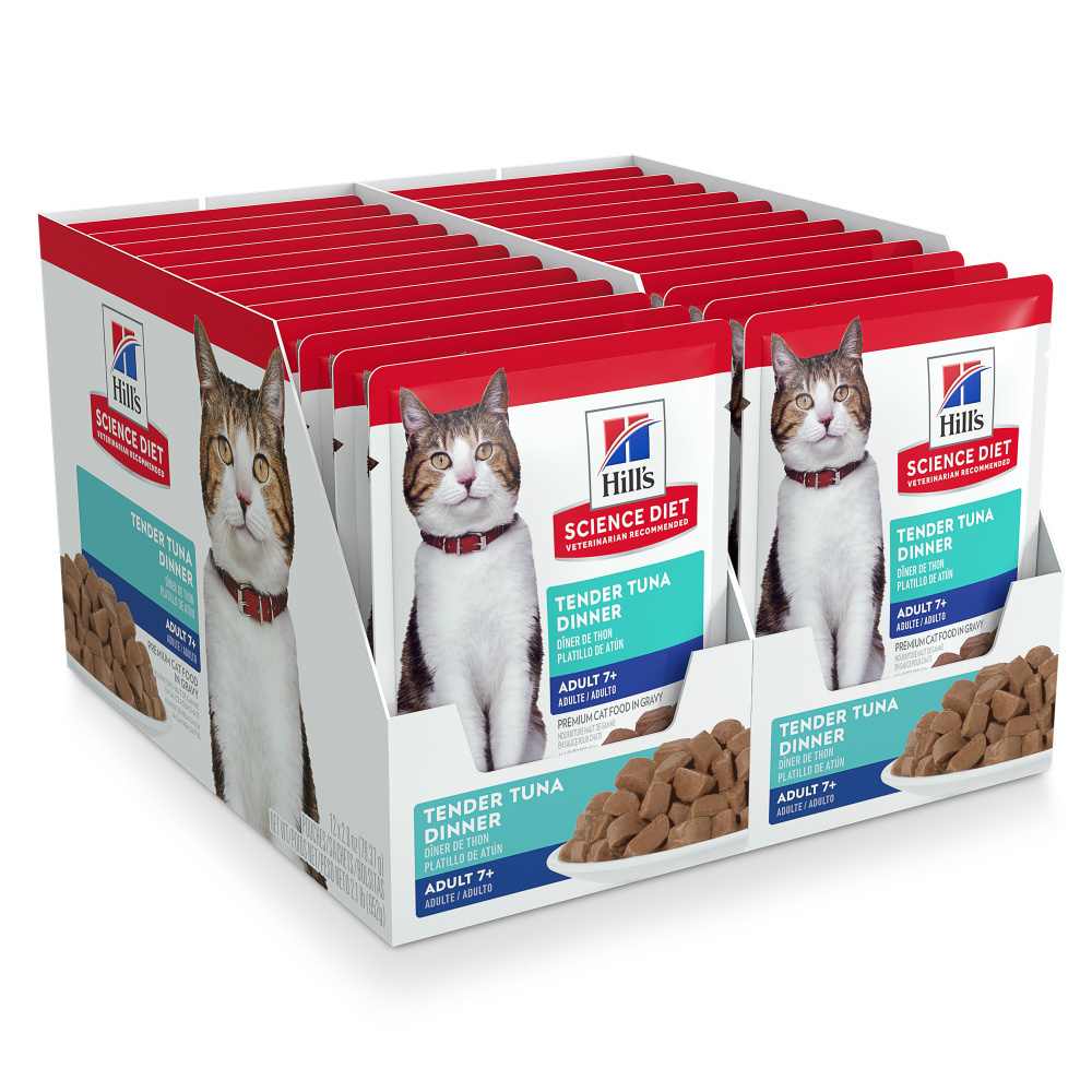 Hill's Science Diet Senior 7+ Tender Tuna Dinner Wet Cat Food - High Protein, Easy to Digest for Older Cats - Perfect for Senior Cat Nutrition & Mealtime Enjoyment