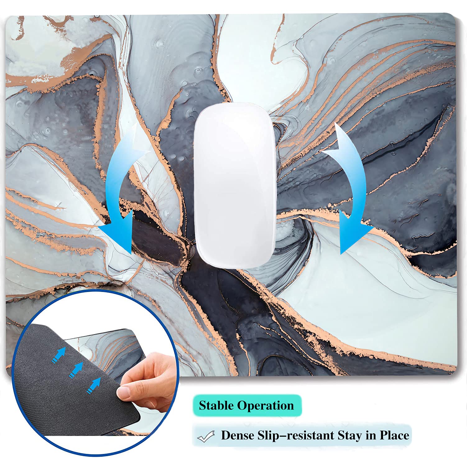 IMAYONDIA Marble Mouse Pad - Abstract Painting Design with Rusty Lines, Non-Slip Rubber Base for Laptop & Computer (Perfect for Office, Gaming & Home Workspace)