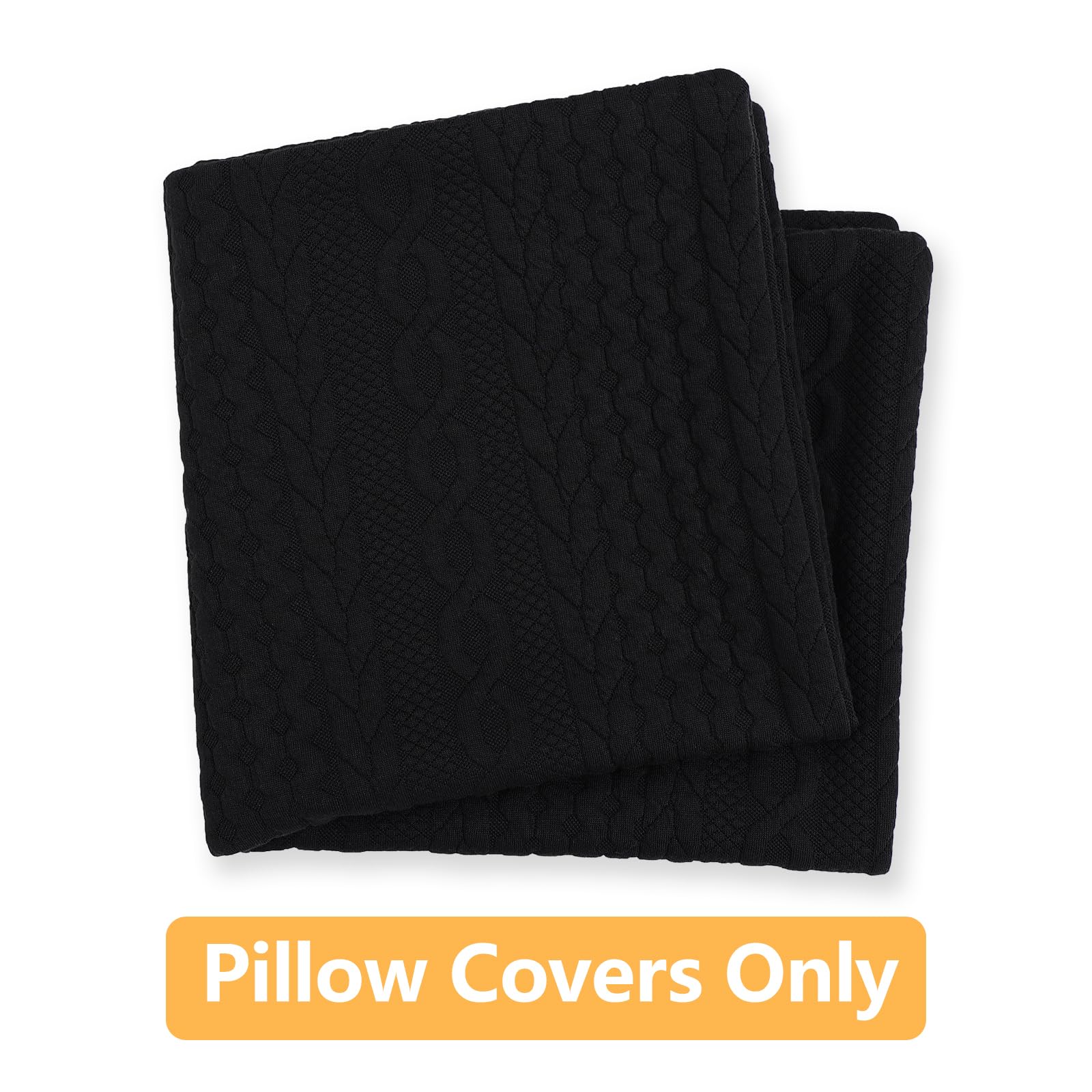 Cikary 26x26 Inch Decorative Throw Pillow Covers Set of 2 - Soft Stretchy Embossed Couch Pillow Covers with Raised Twisted Rope Pattern for Sofa, Bed, Living Room - Black Home Decor Accent Pillows
