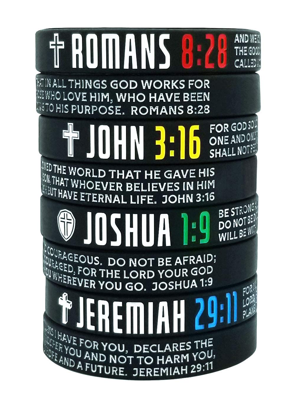 8-Pack Christian Bible Verses Silicone Bracelets - Religious Rubber Wristbands for Men, Women & Teens - Strength, Faith, Hope Inspirational Gifts - Perfect for Church, Bible Study & Daily Encouragement